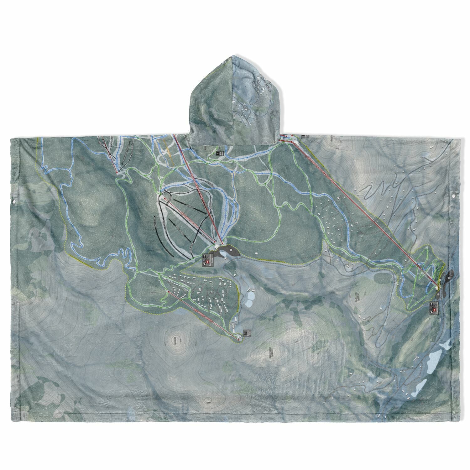 Killington, Vermont Ski Resort Map Flannel Blanket Poncho