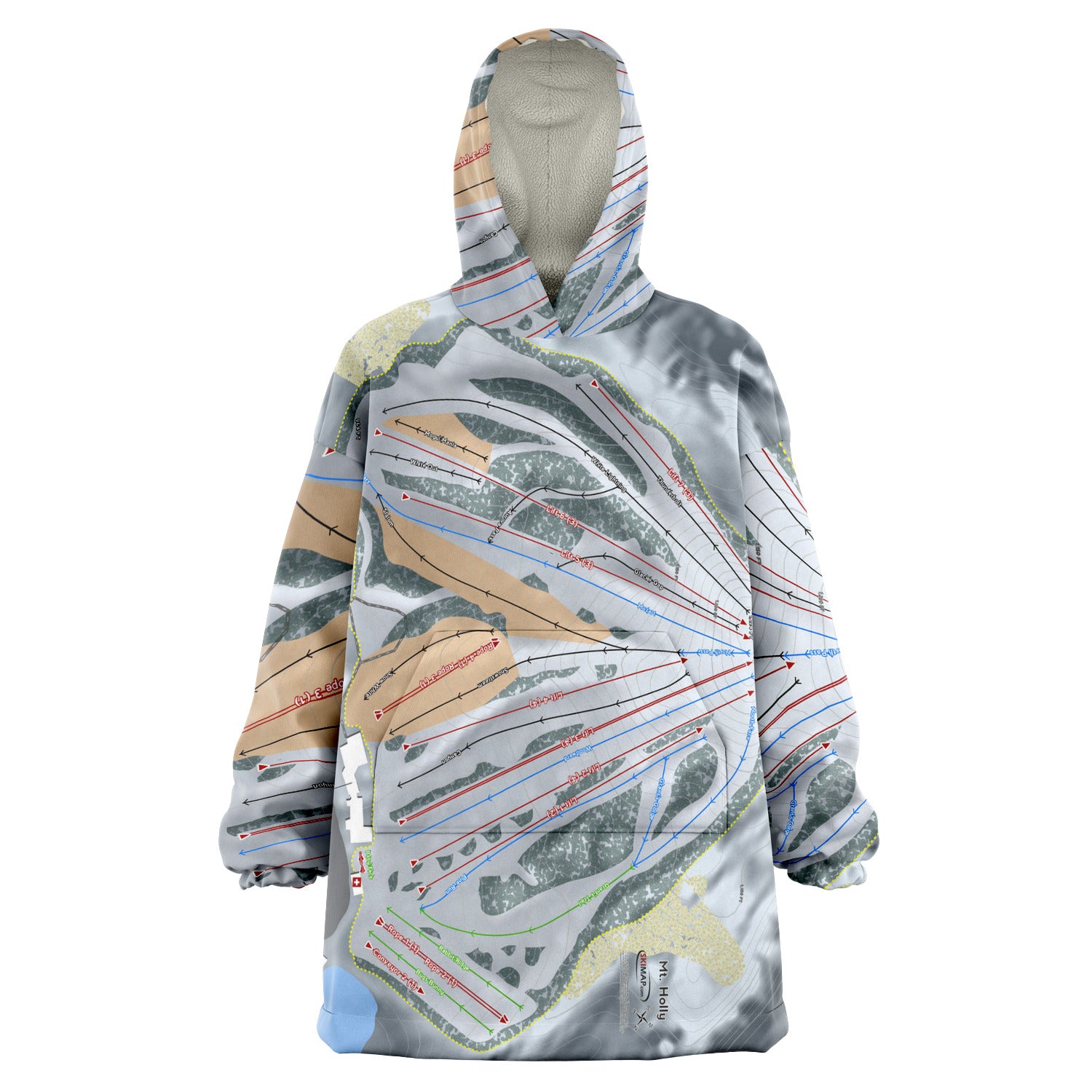 Mt Holly, Michigan Ski Trail Map Snug Hoodie