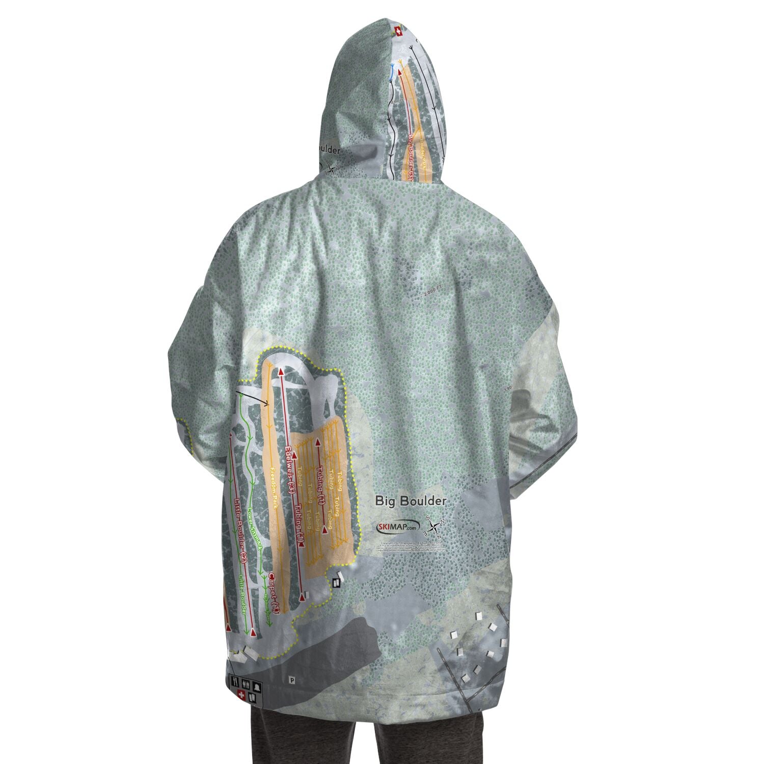 Big Boulder, Pennsylvania Ski Trail Map Snug Hoodie