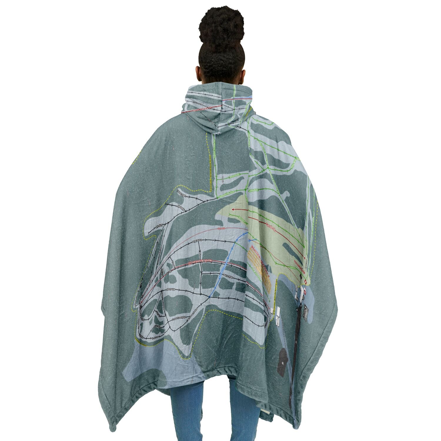 Mt Norquay, Alberta Ski Resort Map Flannel Blanket Poncho