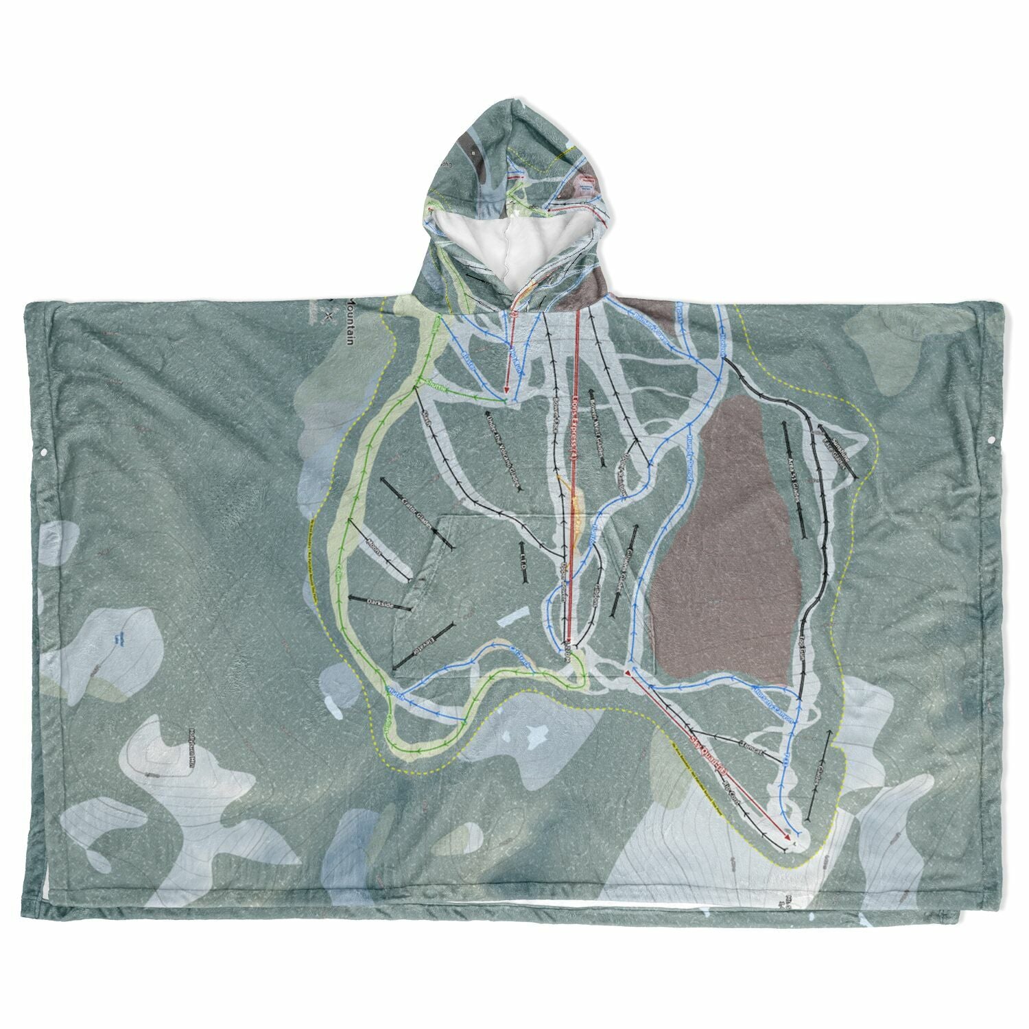 Cypress Mountain, British Columbia Ski Resort Map Flannel Blanket Poncho