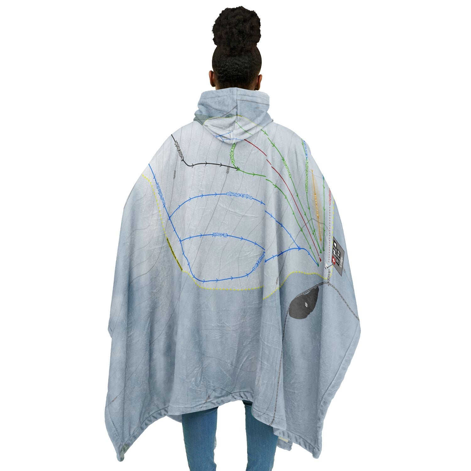 Blizzard Mountain, Idaho Ski Resort Map Flannel Blanket Poncho
