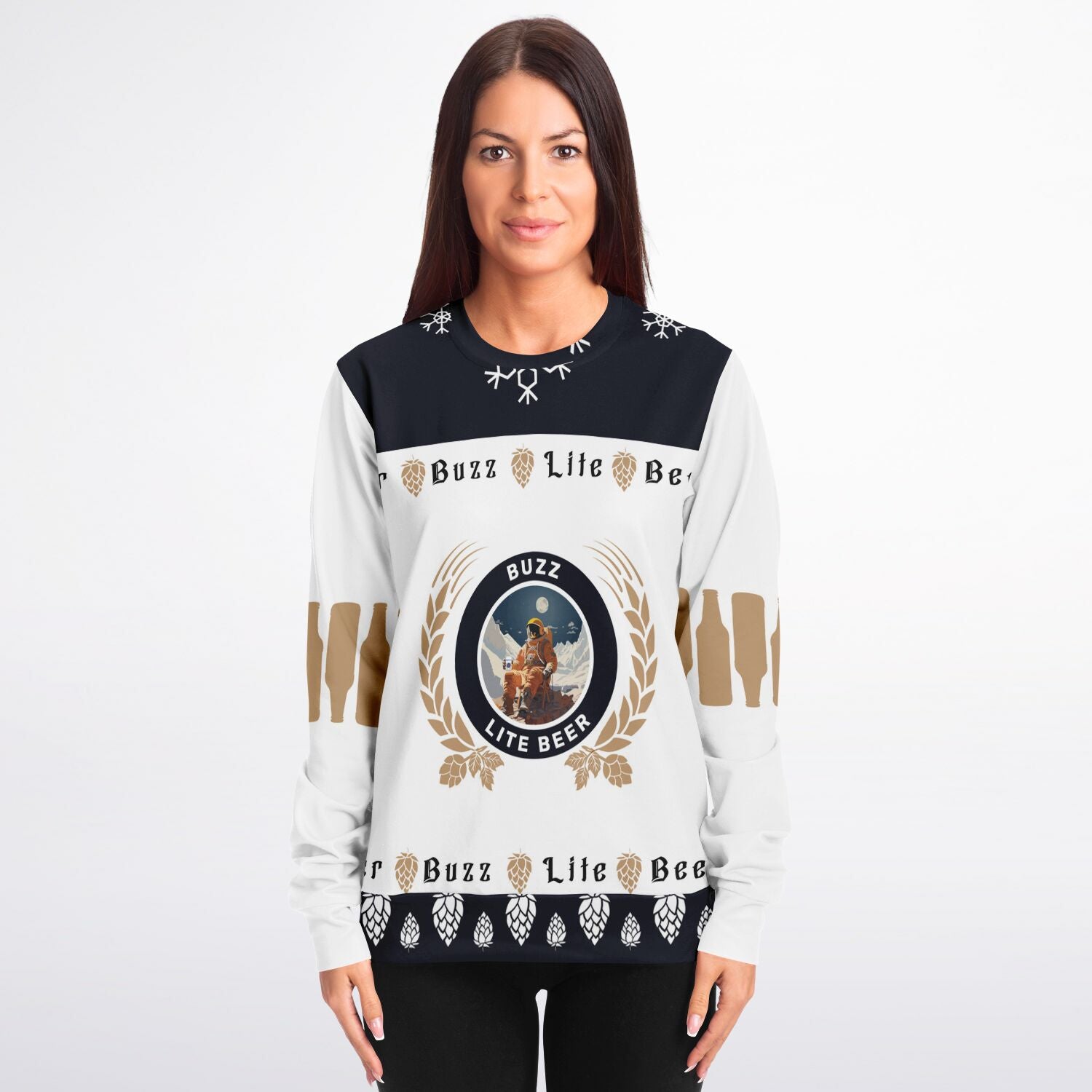 Buzz Lite Beer Ugly Christmas Sweater for Skiers - Fashion Sweatshirt