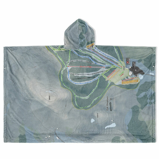 Oak Mountain, New York Ski Resort Map Flannel Blanket Poncho
