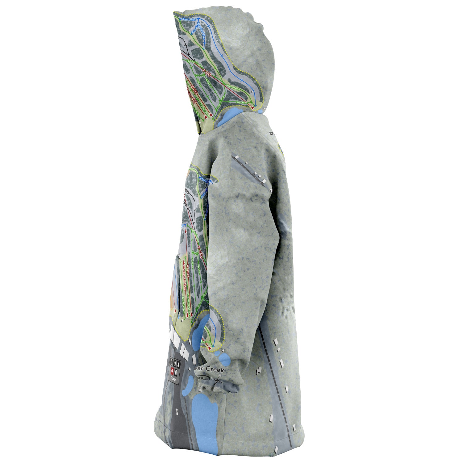 Bear Creek, Pennsylvania Ski Trail Map Snug Hoodie