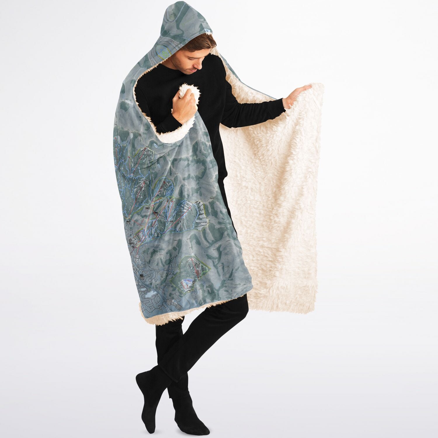 Wasatch Back, Utah Ski Trail Map - Adult Hooded Blanket