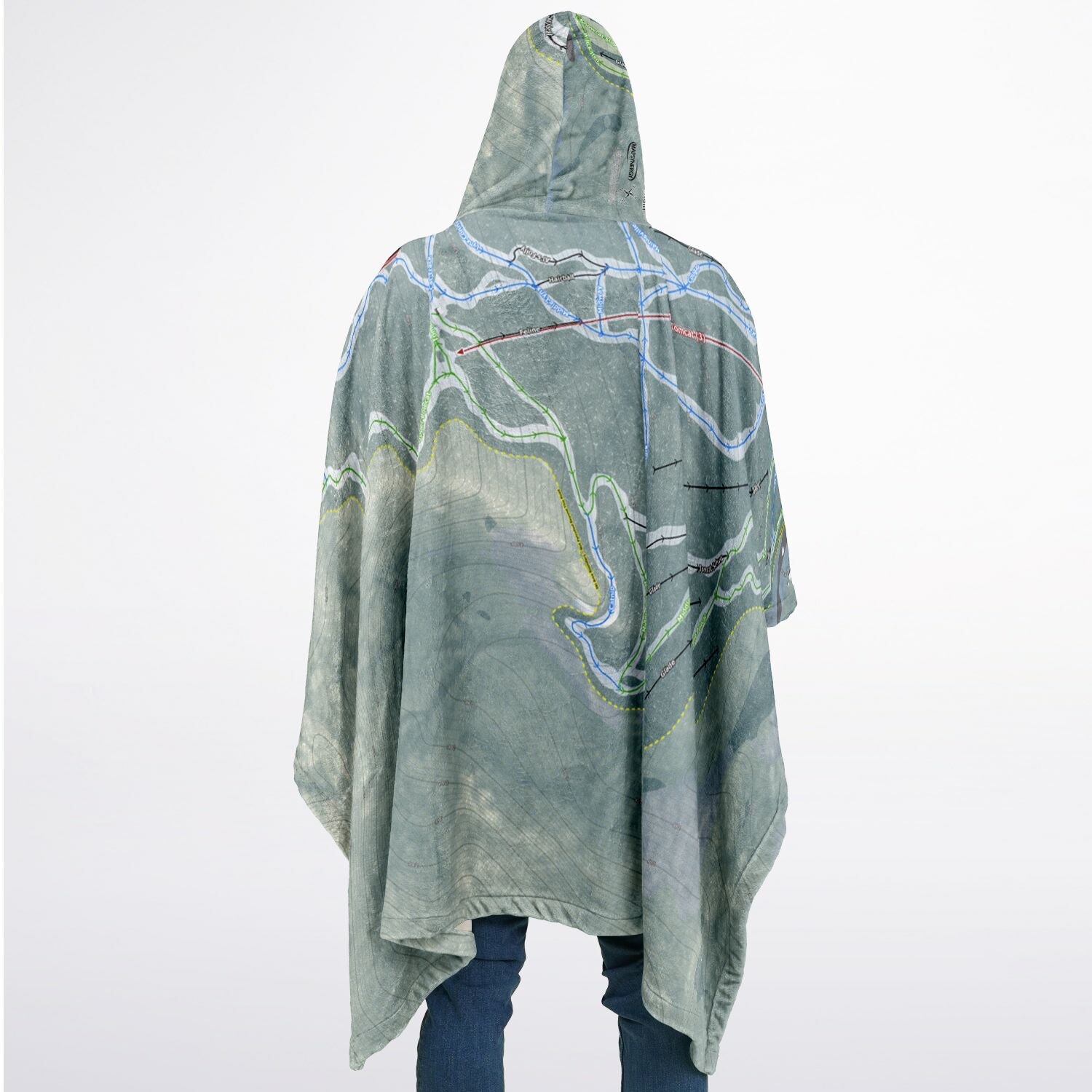 Wildcat Mountain, New Hampshire Ski Resort Map Flannel Blanket Poncho