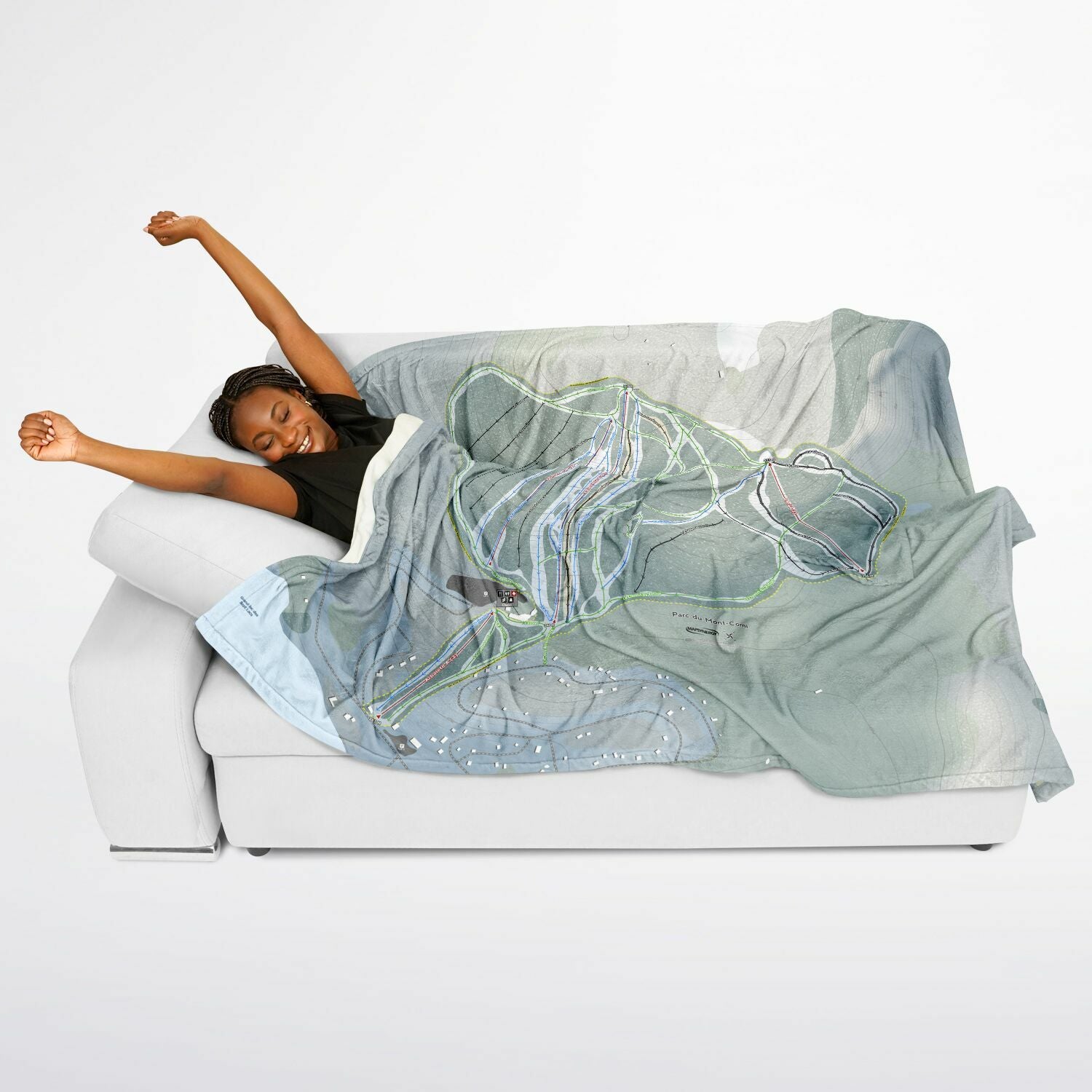 Parc Du Mont-Comi, Quebec Ski Resort Map Flannel Blanket Poncho