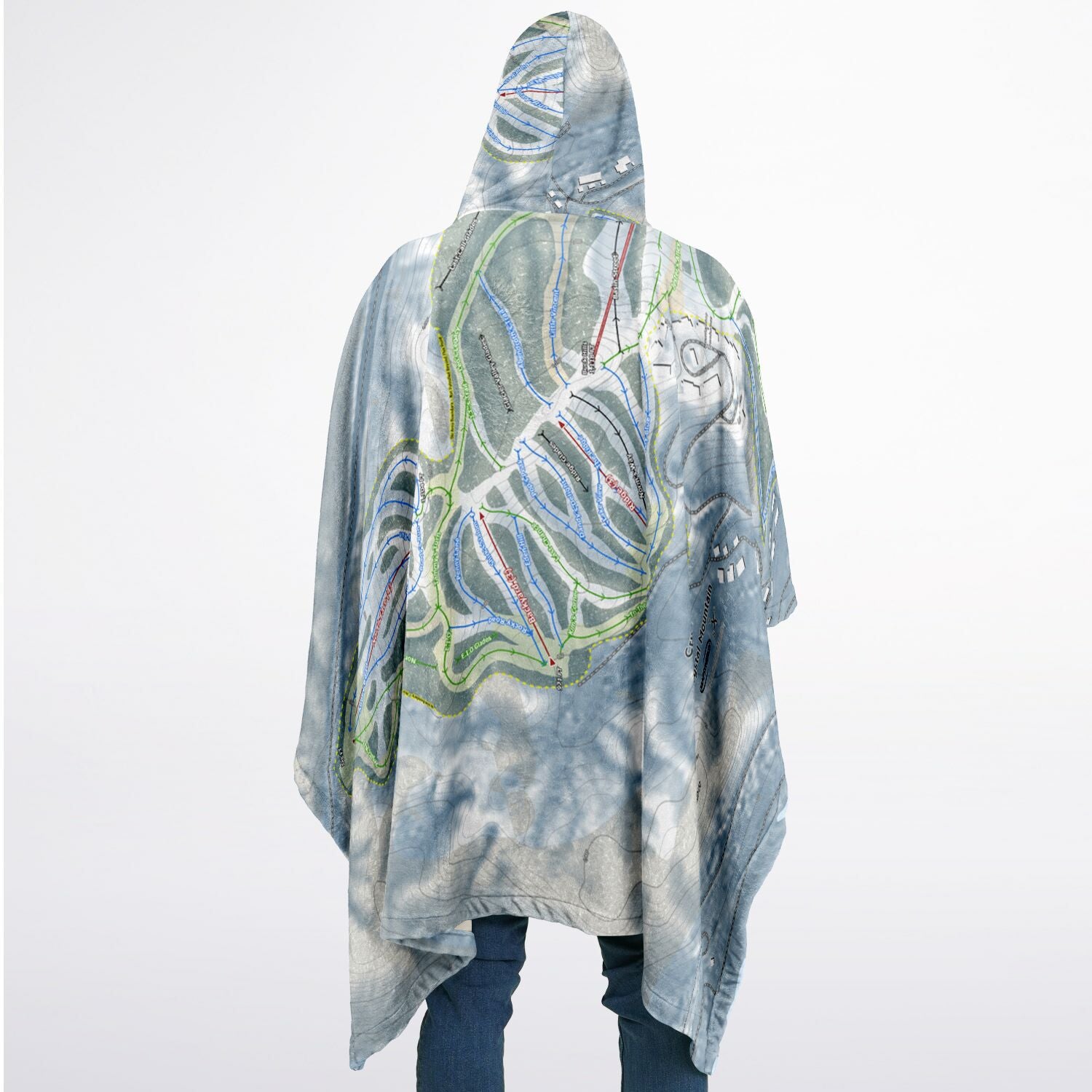 Crystal Mountain, Michigan Ski Resort Map Flannel Blanket Poncho