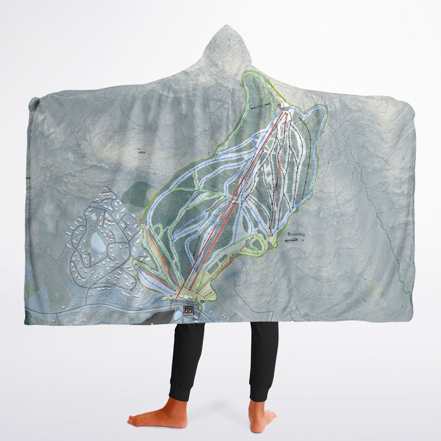Bromley, Vermont Ski Trail Map - Youth Hooded Blanket