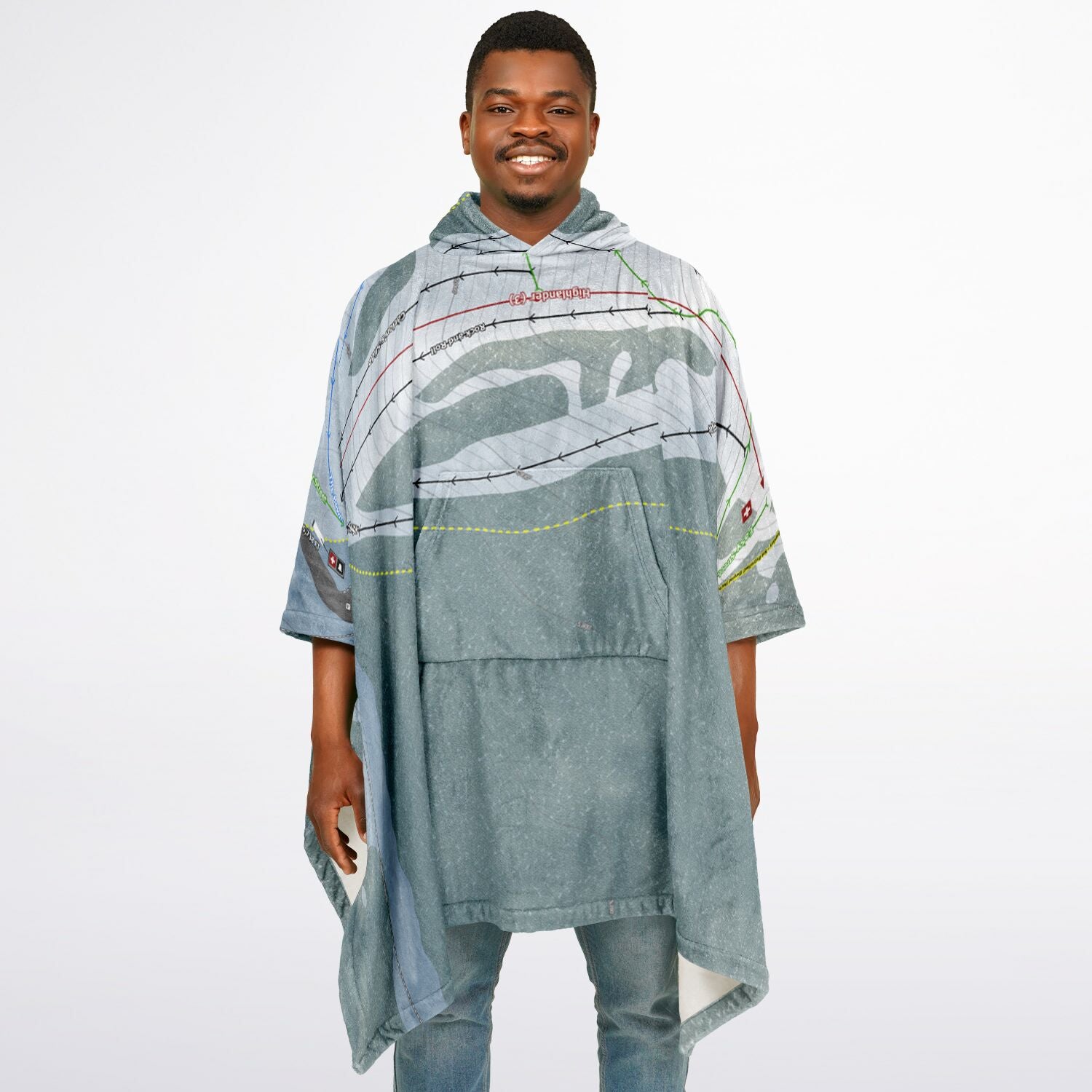 Warner Canyon, Oregon Ski Resort Map Flannel Blanket Poncho