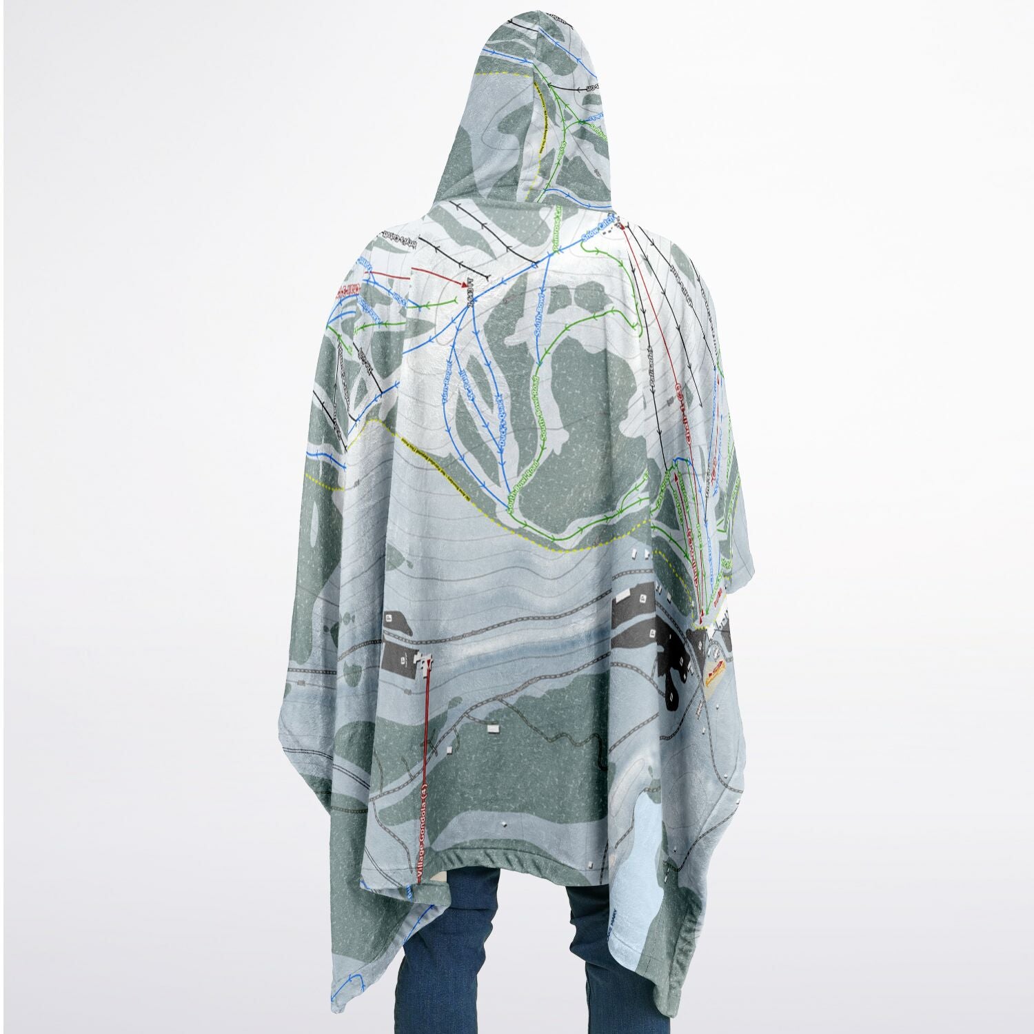 Donner Ski Ranch, California Ski Resort Map Flannel Blanket Poncho