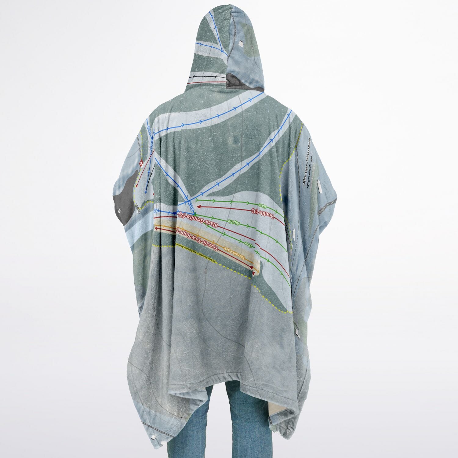 Spring Mountain, Pennsylvania Ski Resort Map Flannel Blanket Poncho