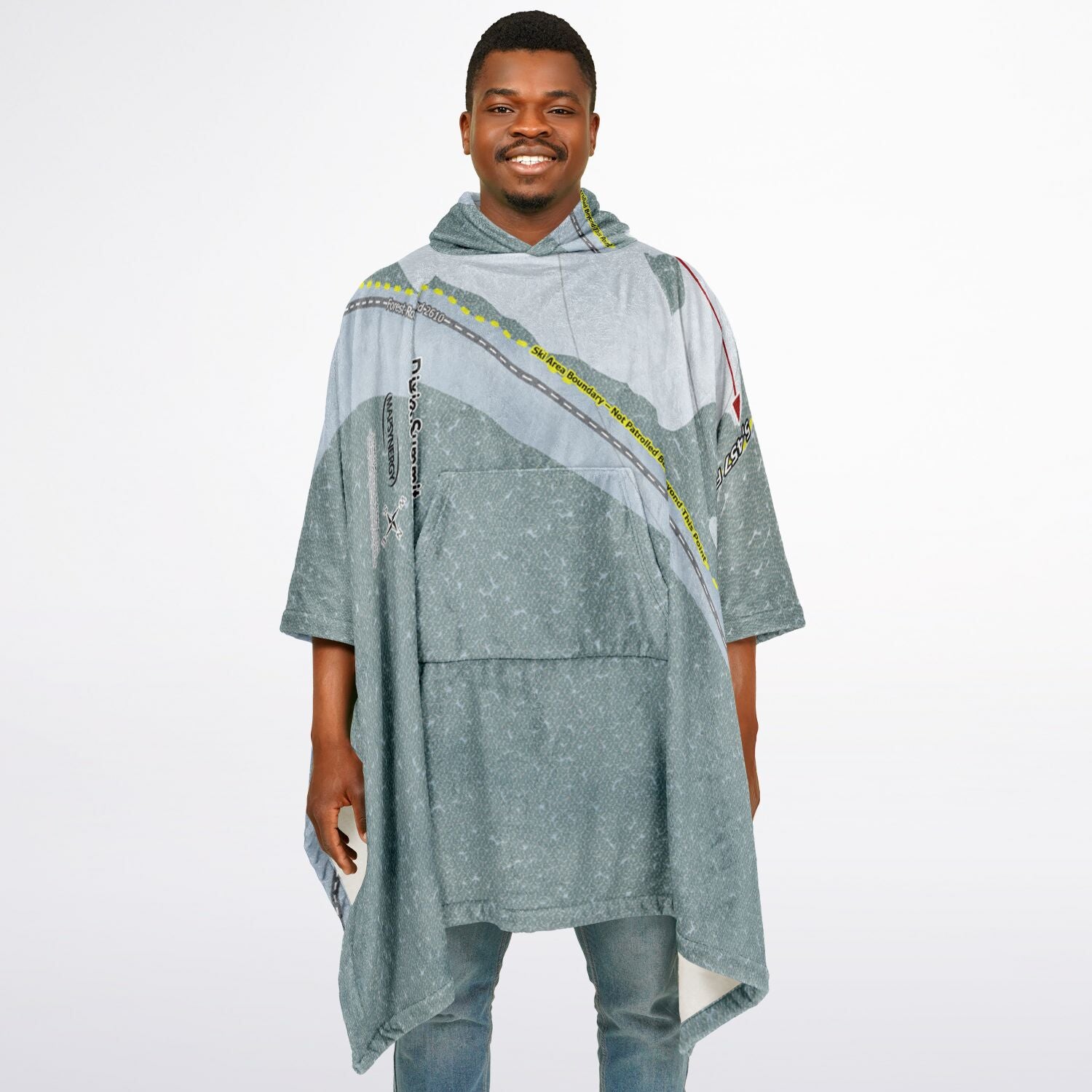 Dixie Summit, Oregon Ski Resort Map Flannel Blanket Poncho