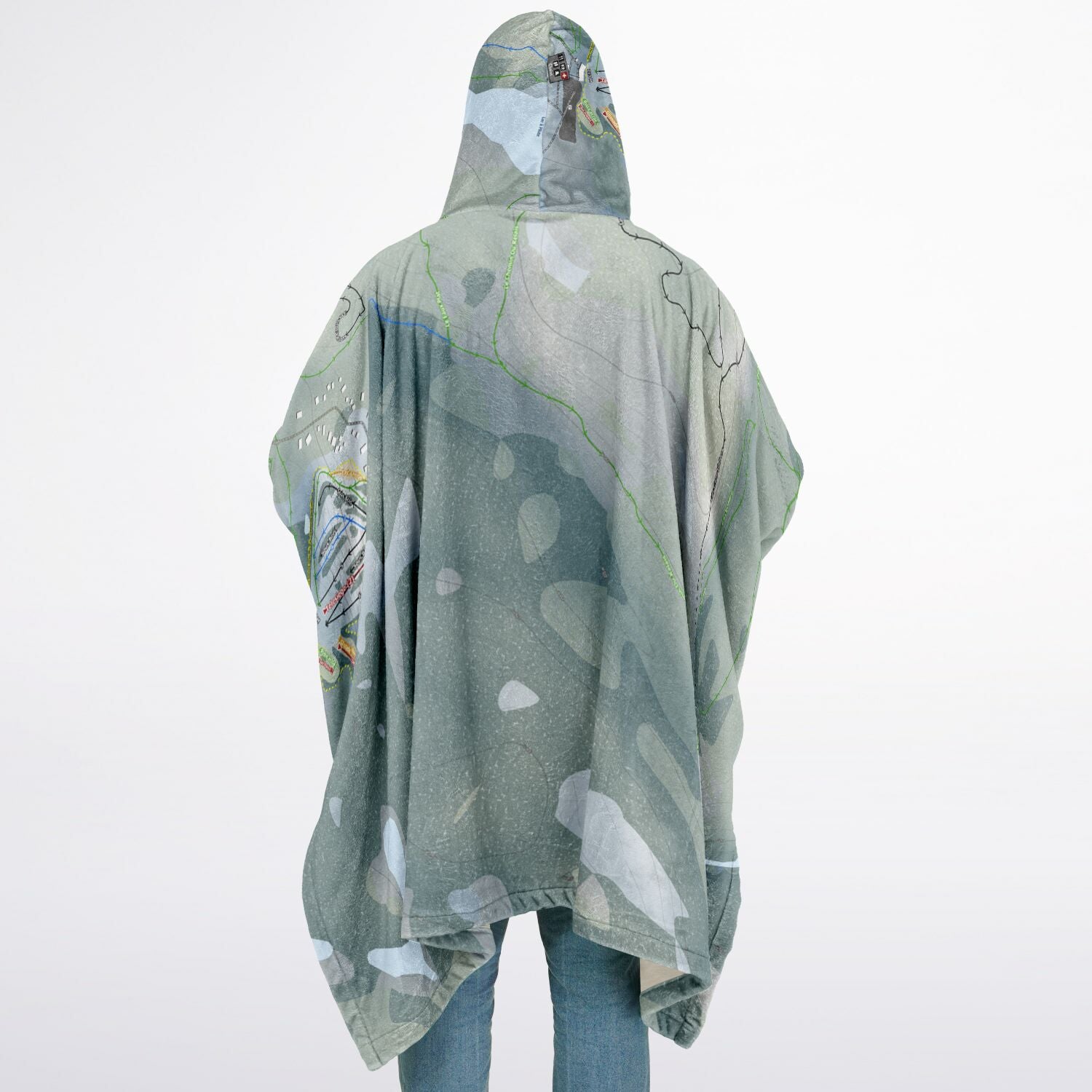 Club Tobo-Ski, Quebec Ski Resort Map Flannel Blanket Poncho