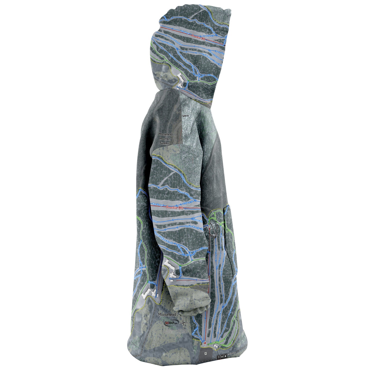 Moosehead Mountain, Maine Ski Trail Map - Snug Hoodie