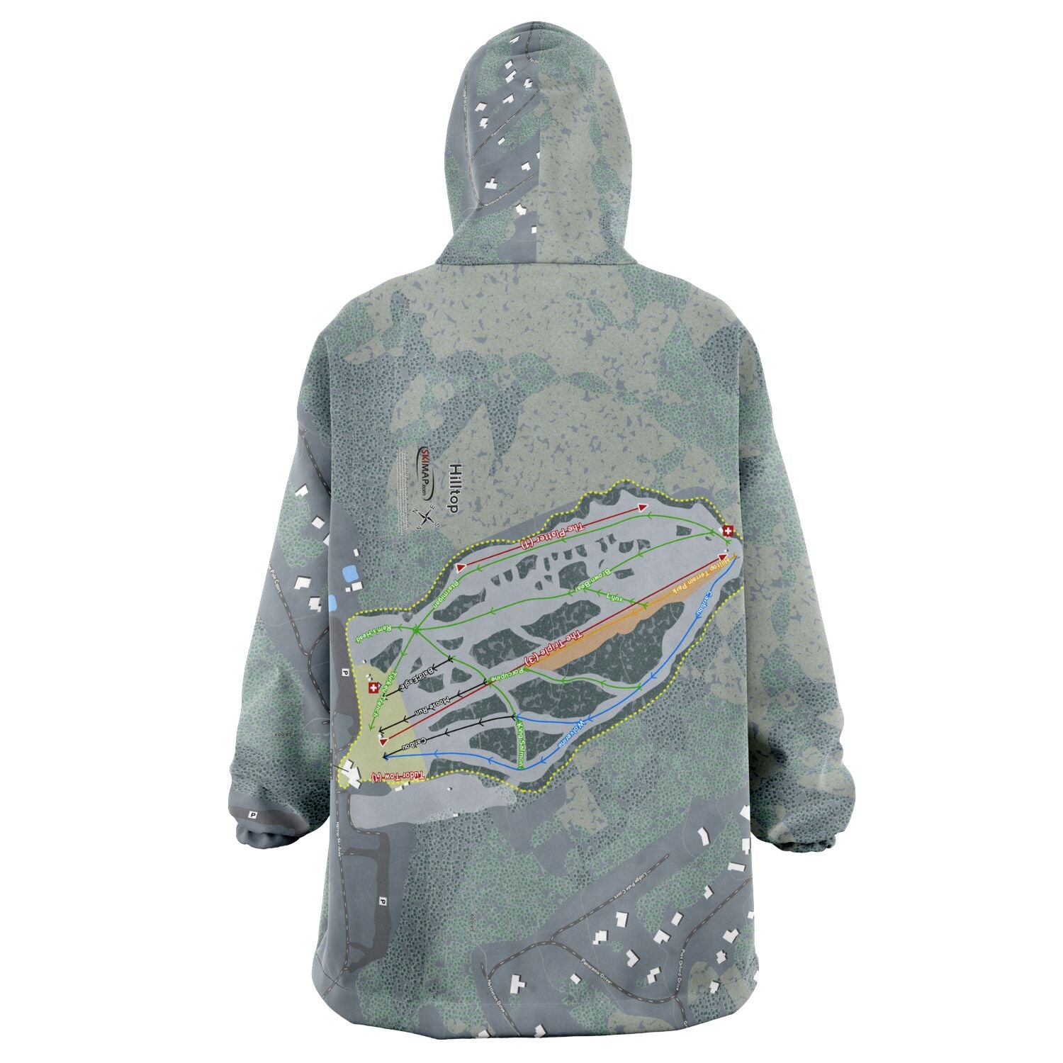 Hilltop, Alaska Ski Trail Map Snug Hoodie