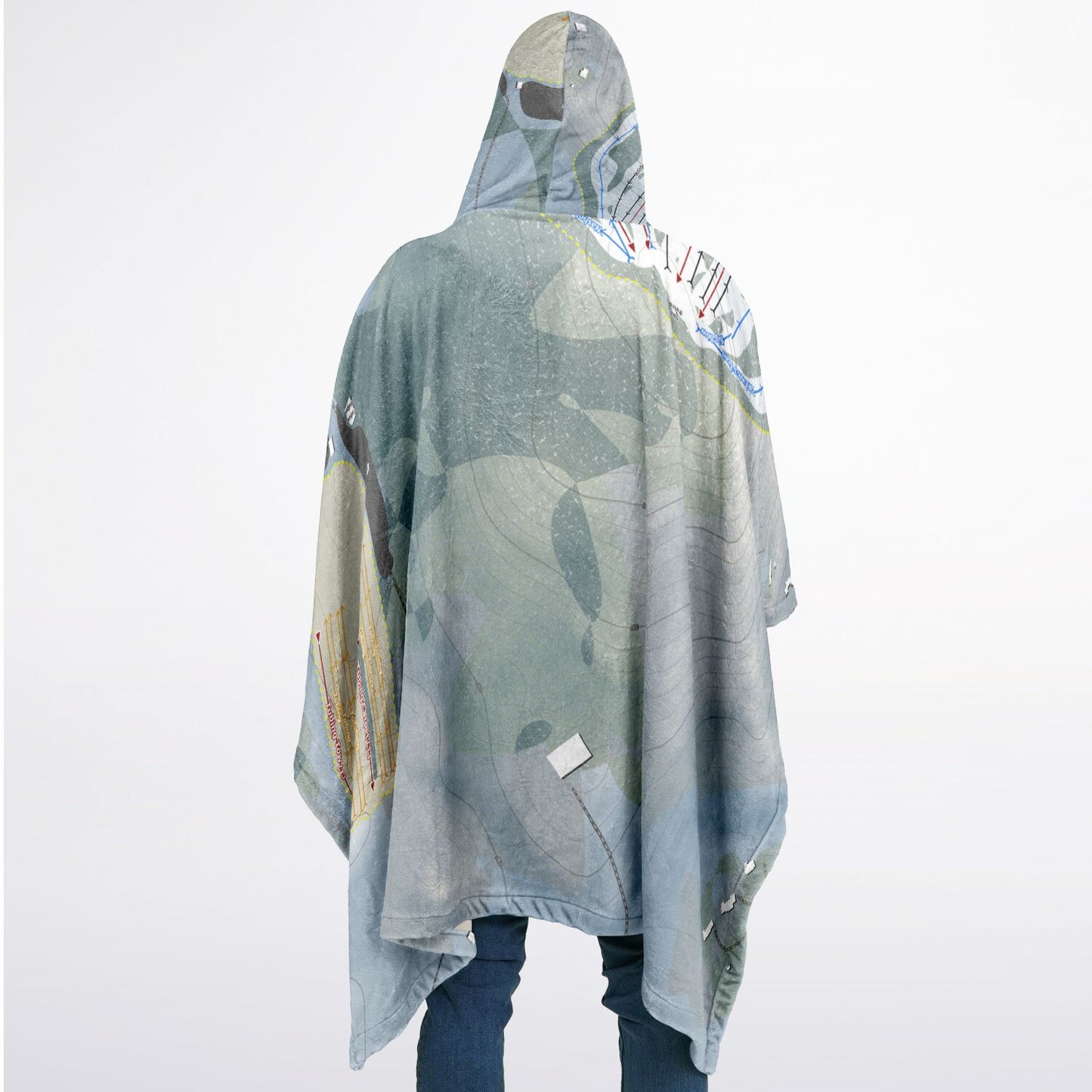 Nashoba Valley, Massachusetts Ski Resort Map Flannel Blanket Poncho