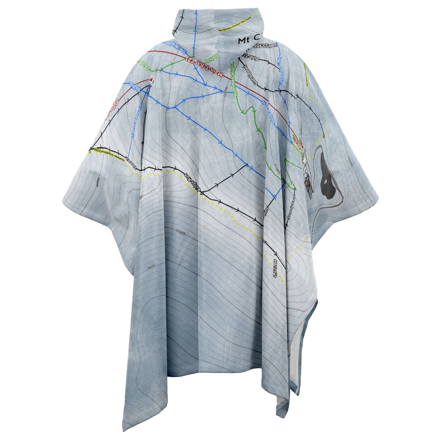 Mt Cheeseman, New Zealand Ski Resort Map Flannel Blanket Poncho