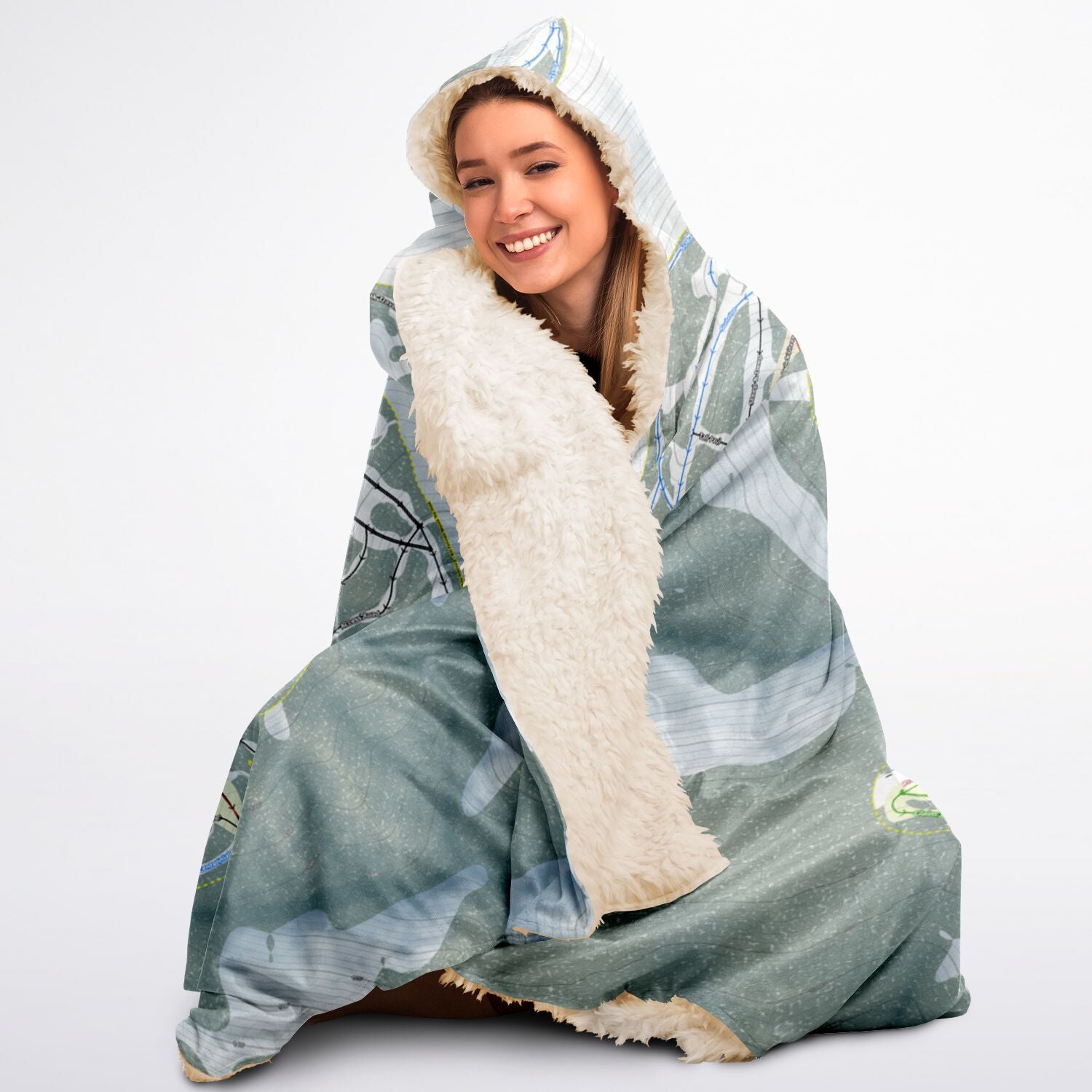 Silver Mountain, Idaho Ski Trail Map - Adult Hooded Blanket