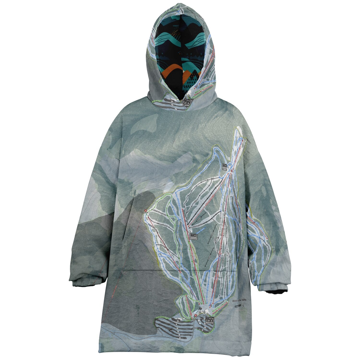 Waterville Valley, New Hampshire Ski Resort Map Reversible Snug Hoodie