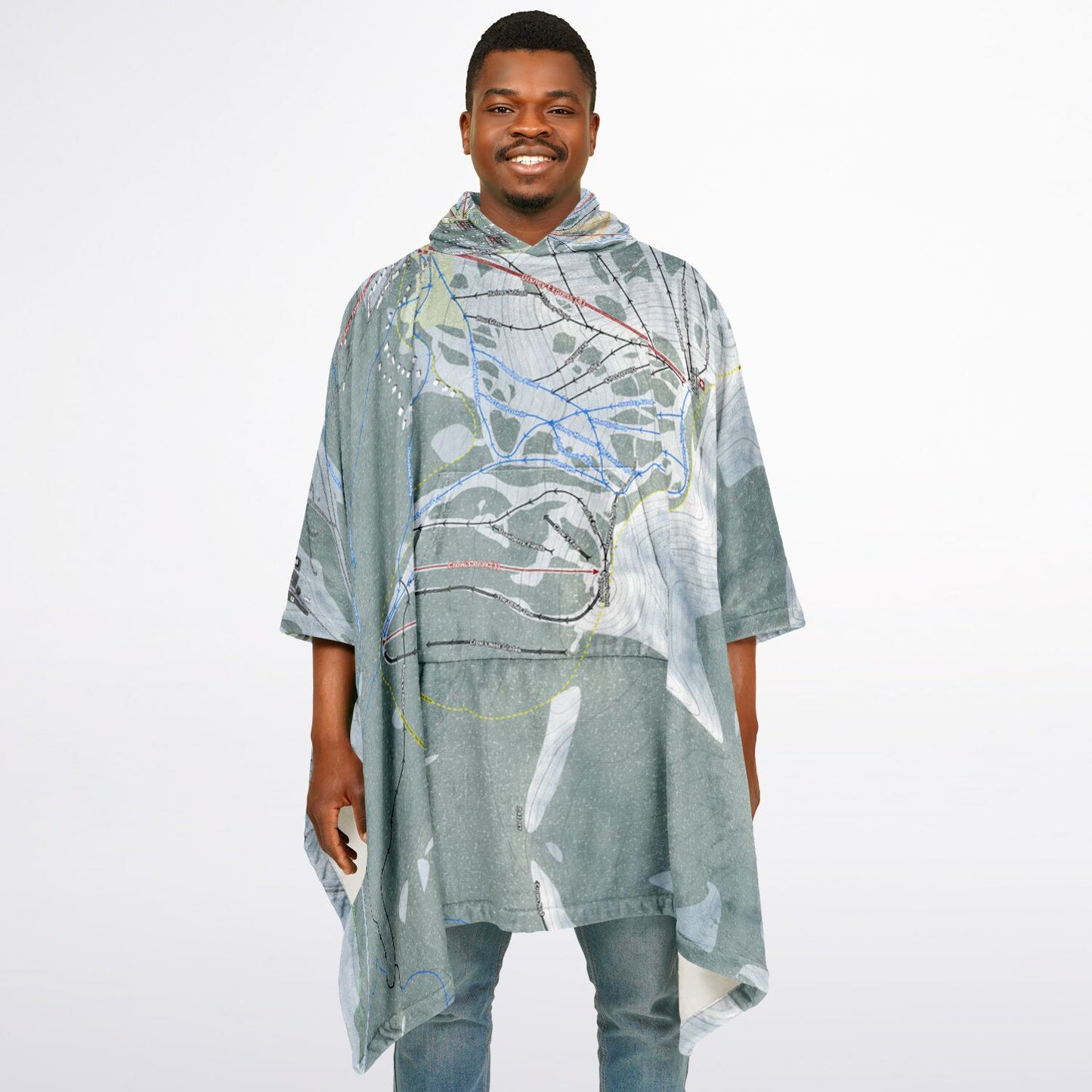 Sugar Bowl, California Ski Resort Map Flannel Blanket Poncho