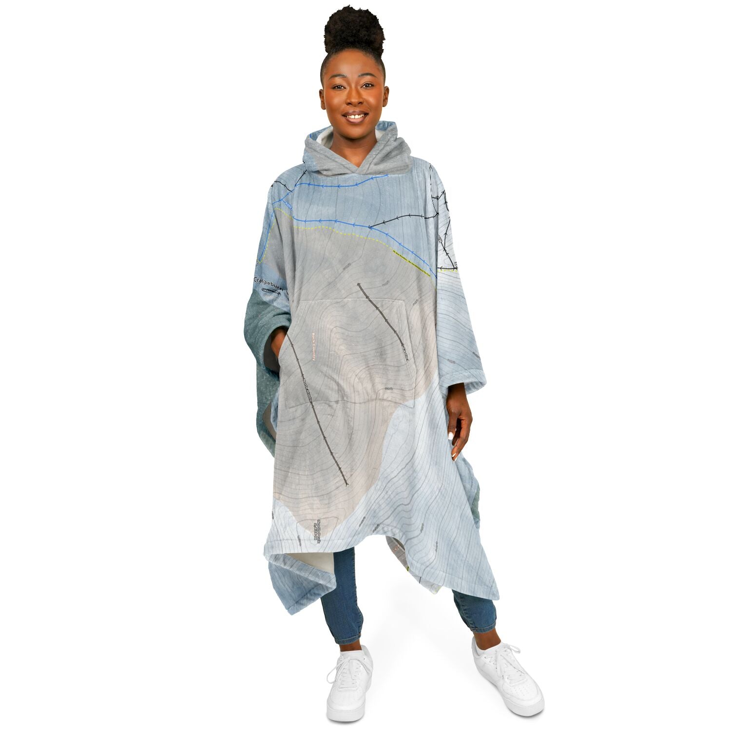 Craigieburn Valley, New Zealand Ski Resort Map Flannel Blanket Poncho