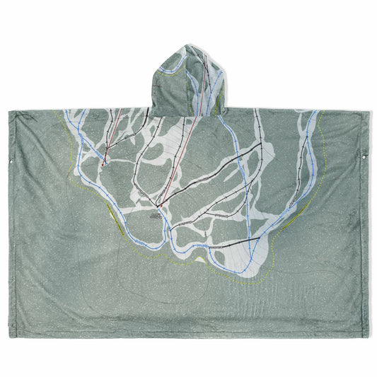 Harper Mountain, British Columbia Ski Resort Map Flannel Blanket Poncho