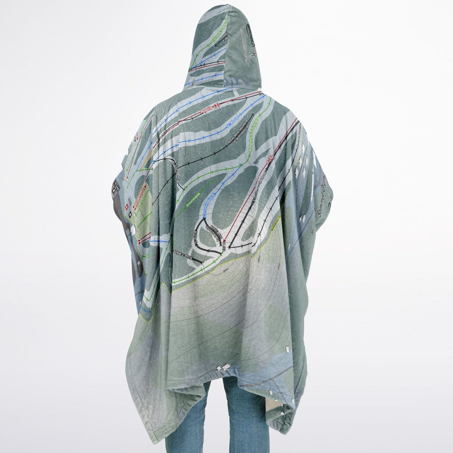 Sommet Olympia, Quebec Ski Resort Map Flannel Blanket Poncho