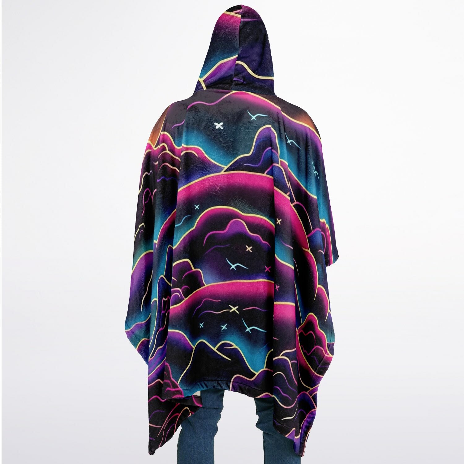 Neon Mountain, Flannel Blanket Poncho