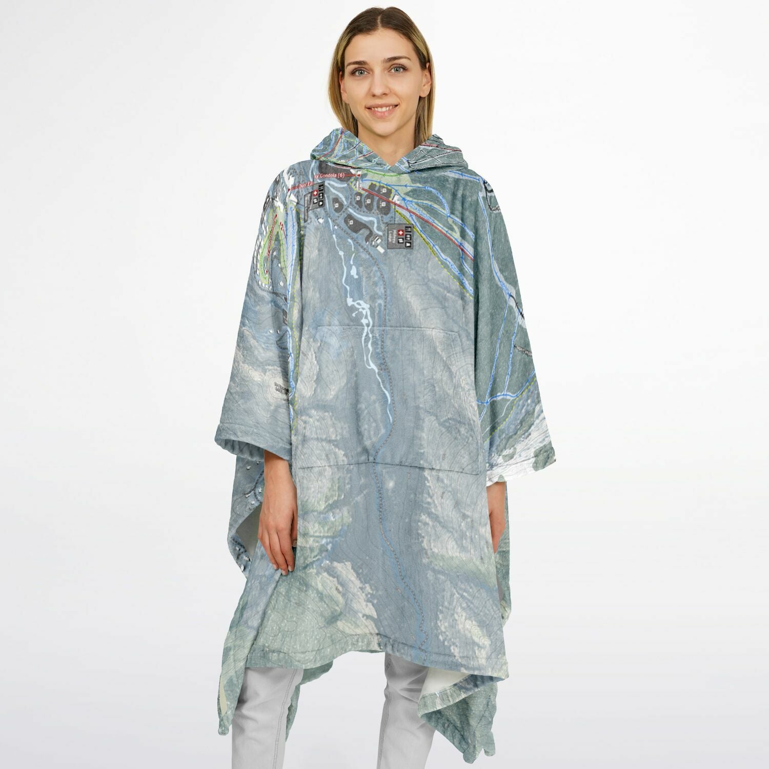 Stowe, Vermont Ski Resort Map Flannel Blanket Poncho