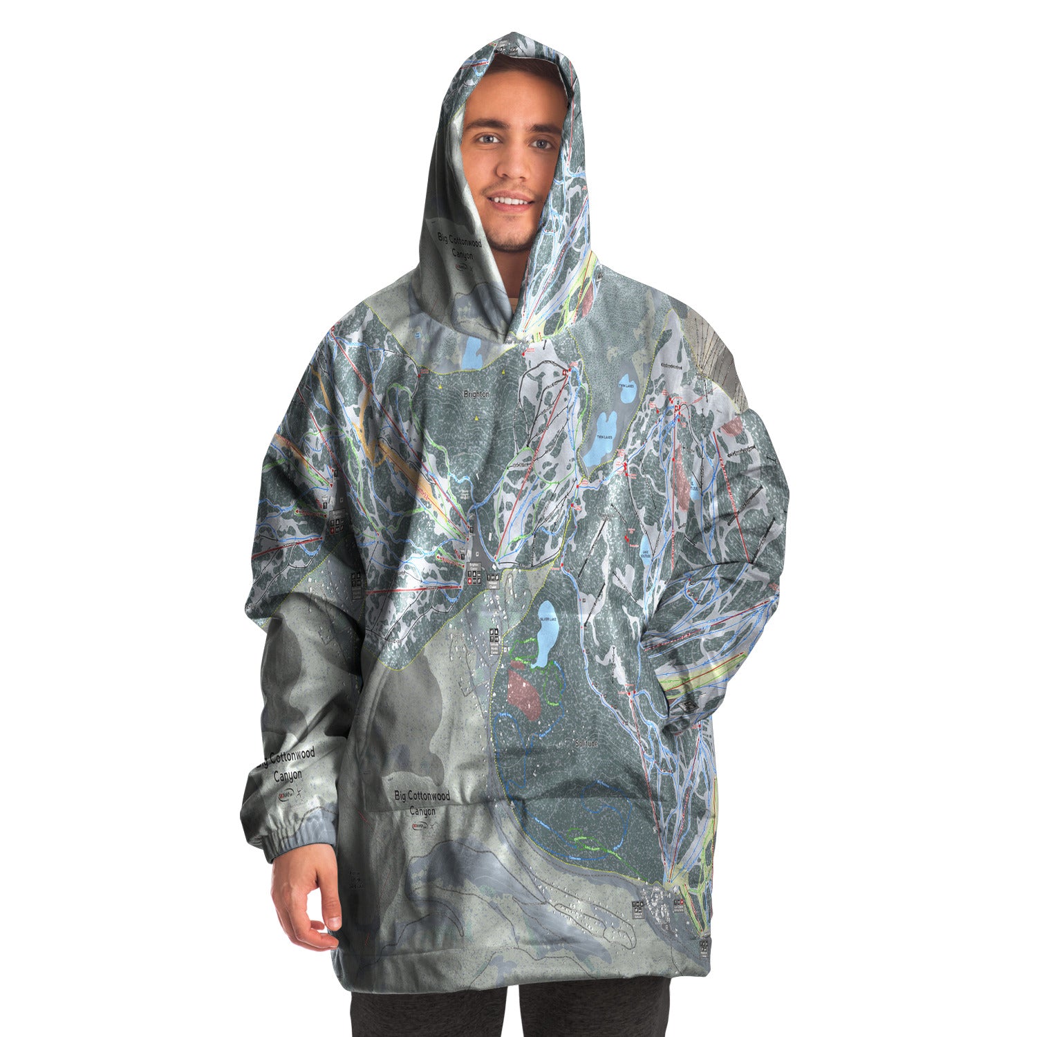 Big Cottonwood Canyon, Utah Ski Trail Map - Snug Hoodie