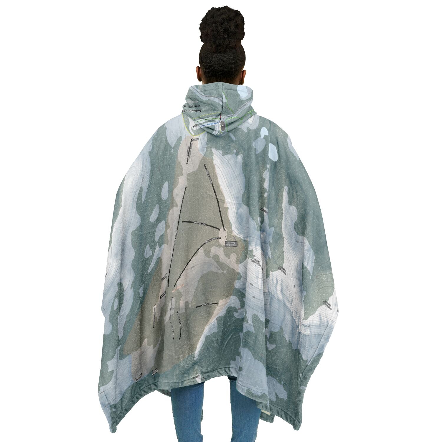 Anthony Lakes, Oregon Ski Resort Map Flannel Blanket Poncho