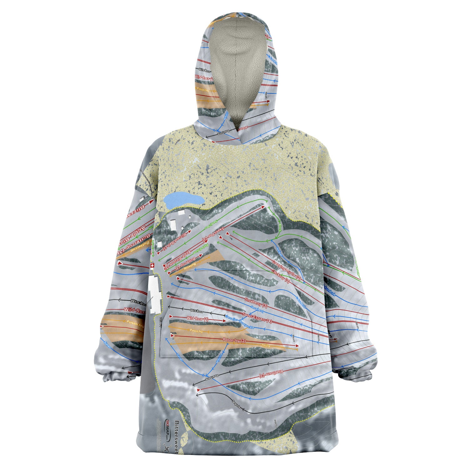 Bittersweet, Michigan Ski Trail Map Snug Hoodie