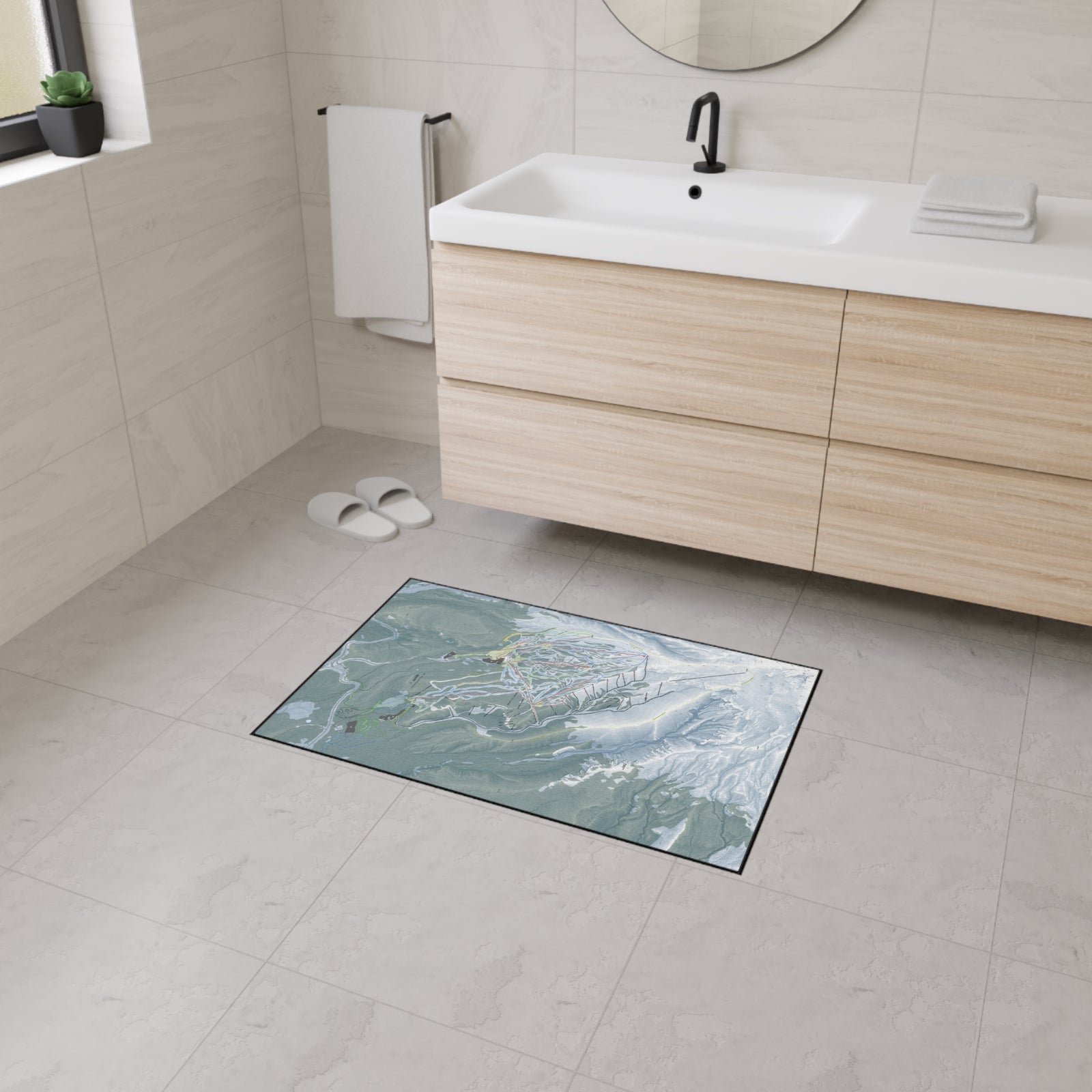 Mt Hood Meadows, Oregon Ski Resort Map Heavy Duty Floor Mat