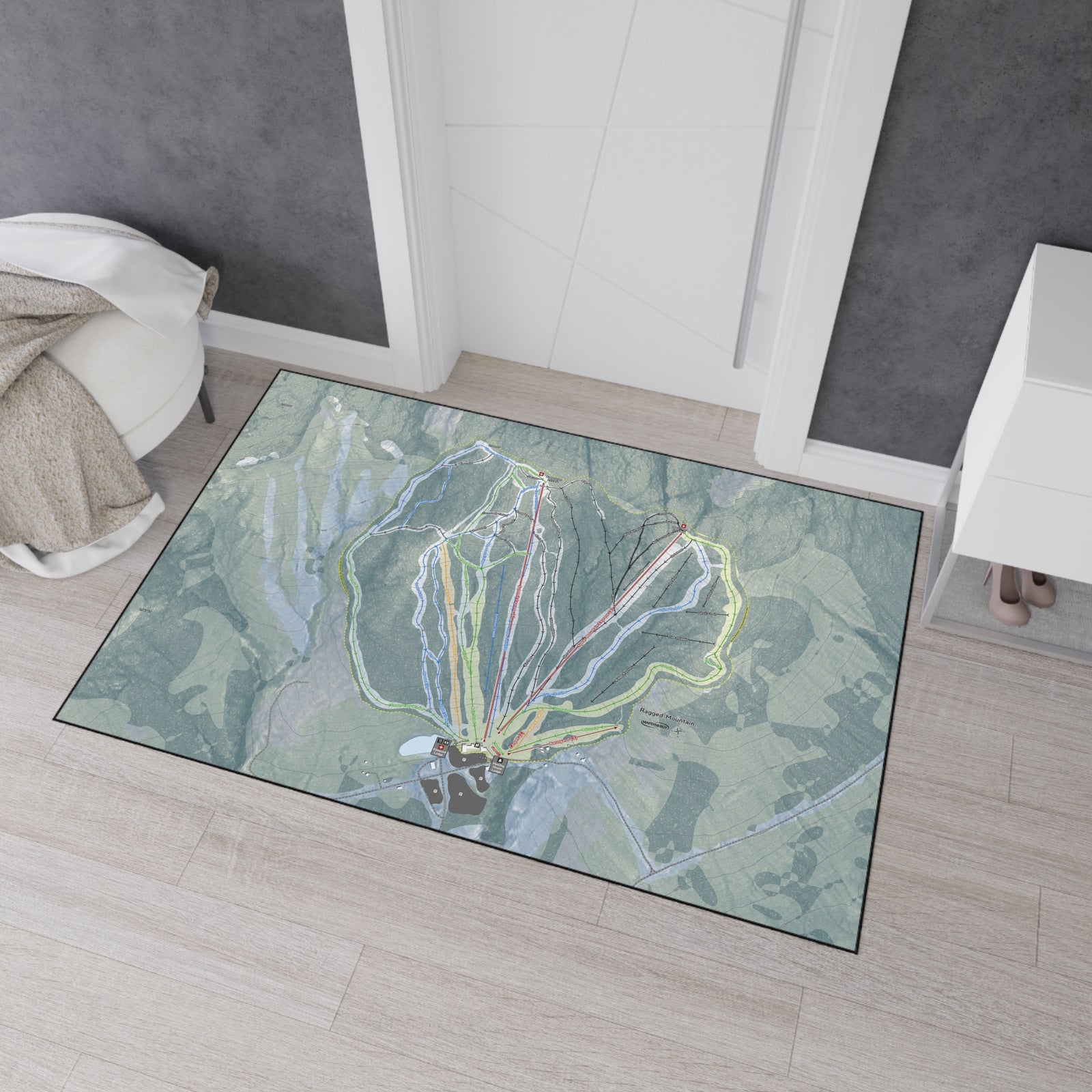Ragged Mountain, New Hampshire Ski Resort Map Heavy Duty Floor Mat