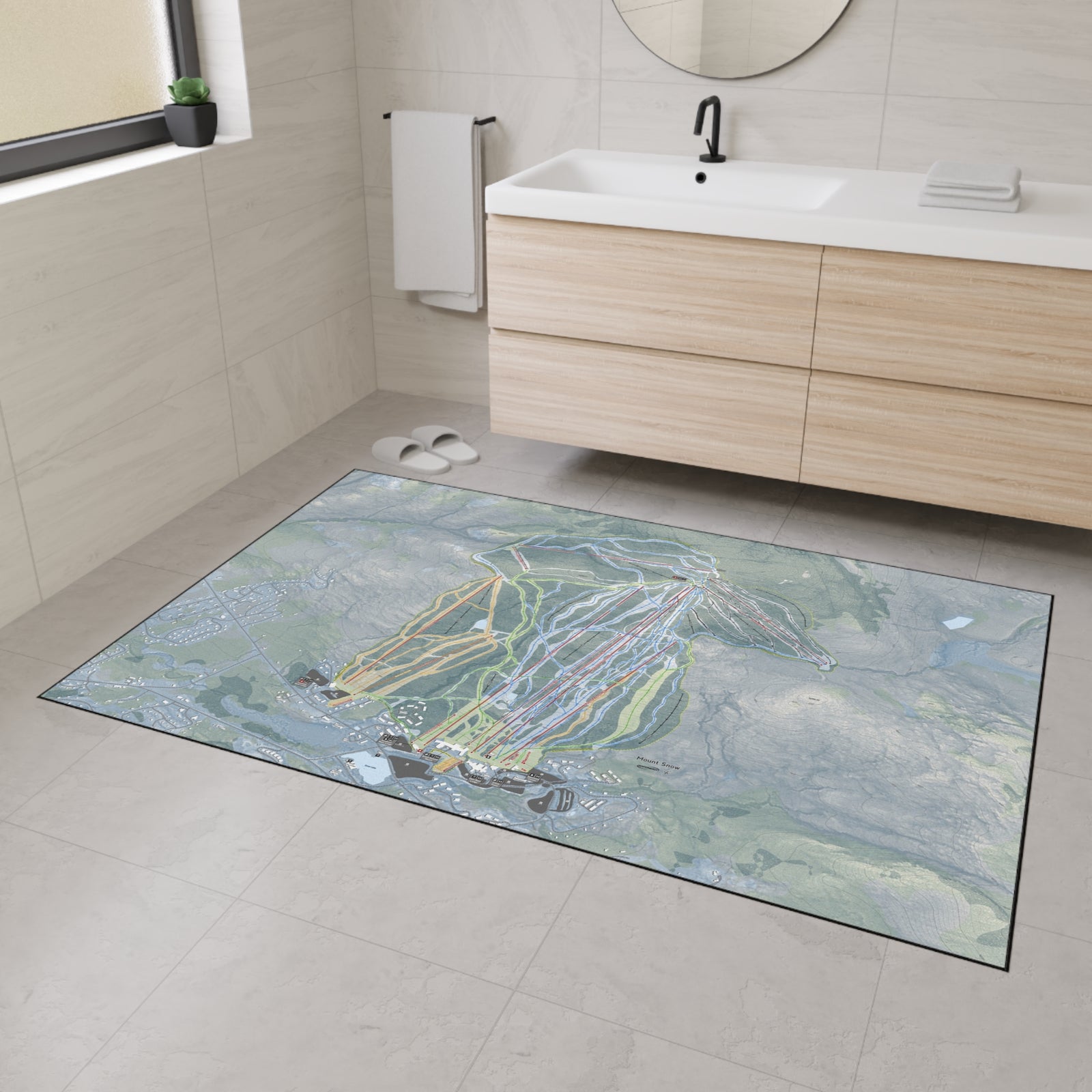 Mount Snow, Vermont Ski Resort Map Heavy Duty Floor Mat
