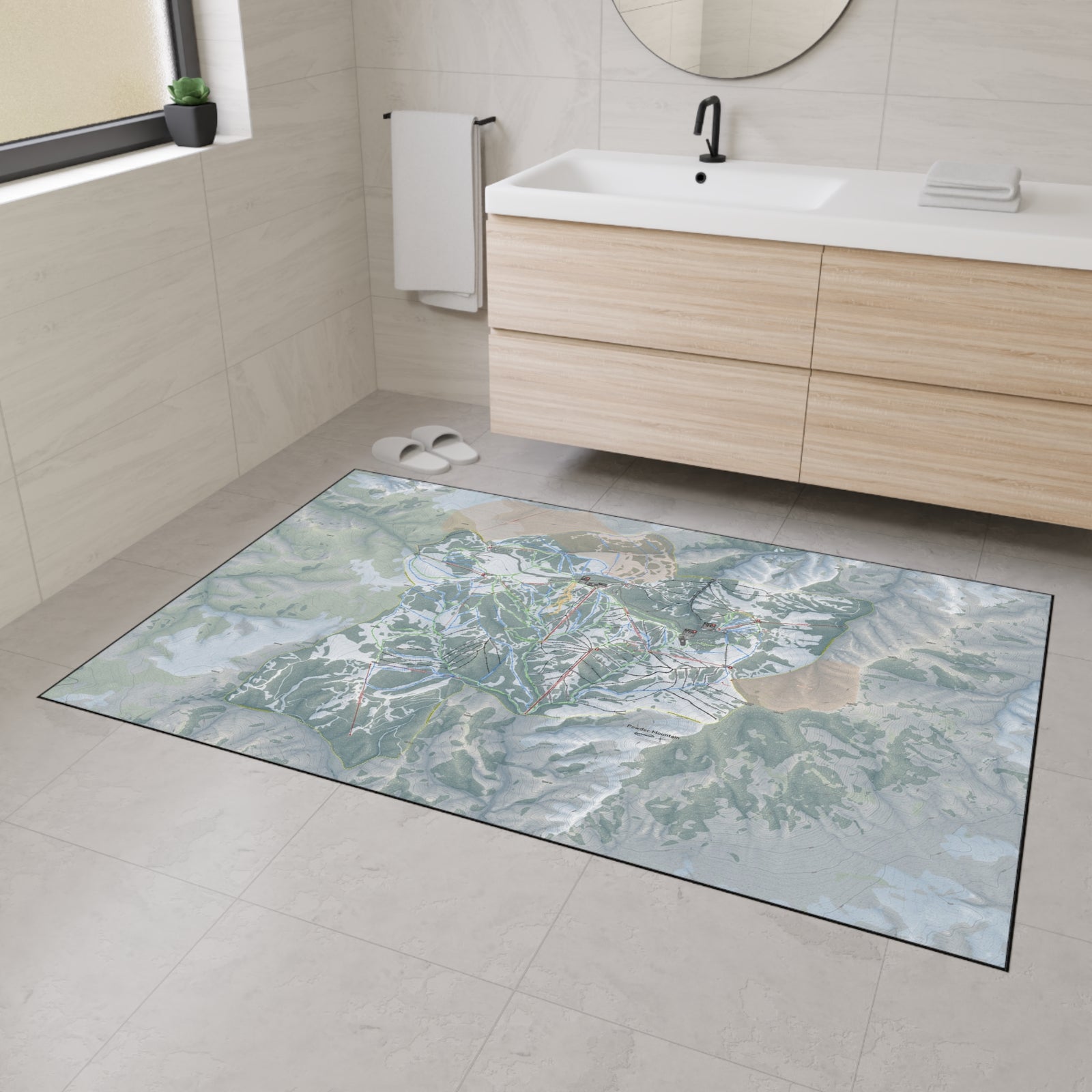 Powder Mountain, Utah Ski Resort Map Heavy Duty Floor Mat
