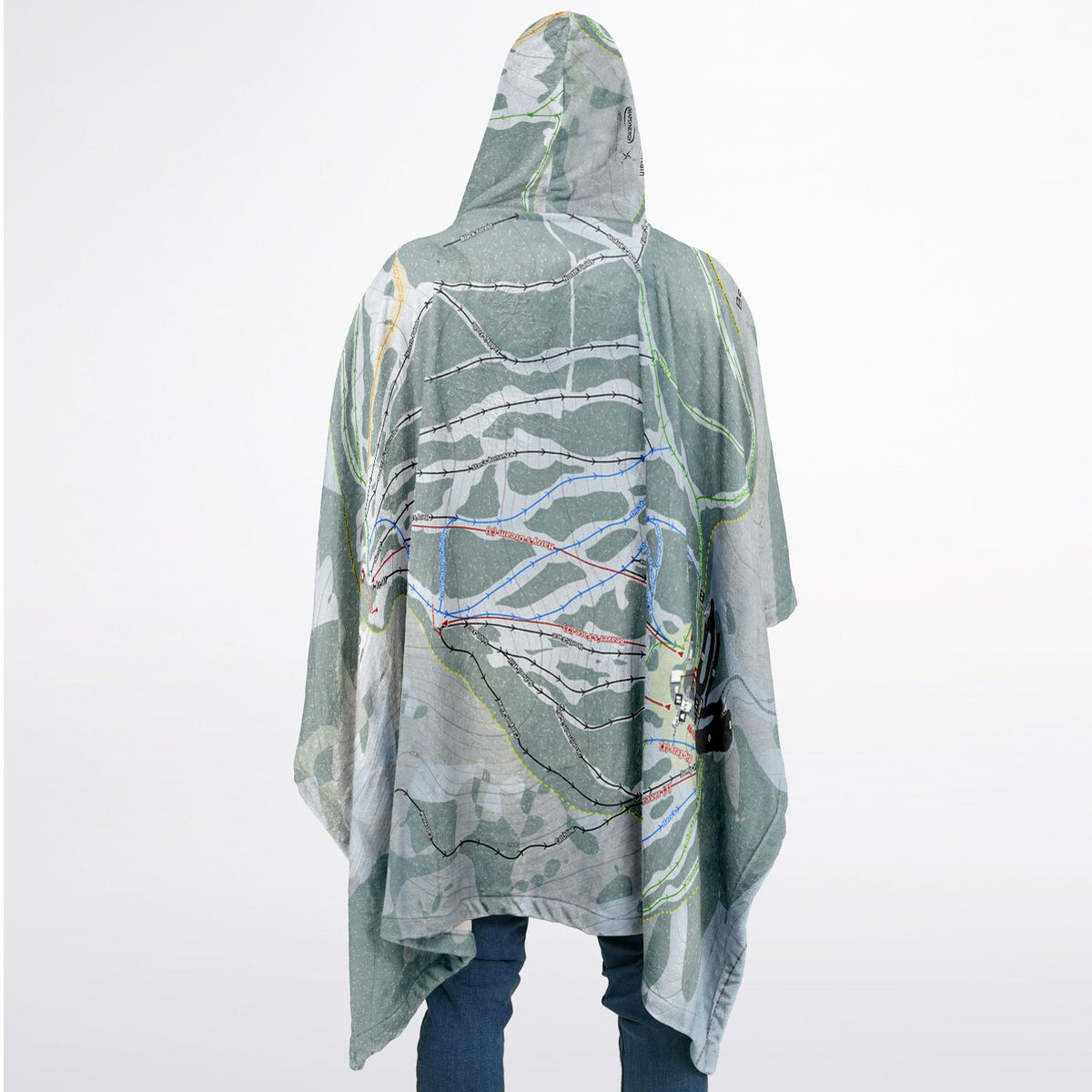 Beaver Mountain, Utah Ski Resort Map Flannel Blanket Poncho