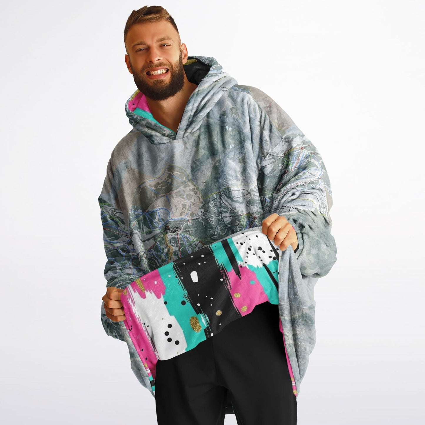 Powder Mountain, Utah Ski Resort Map Reversible Snug Hoodie