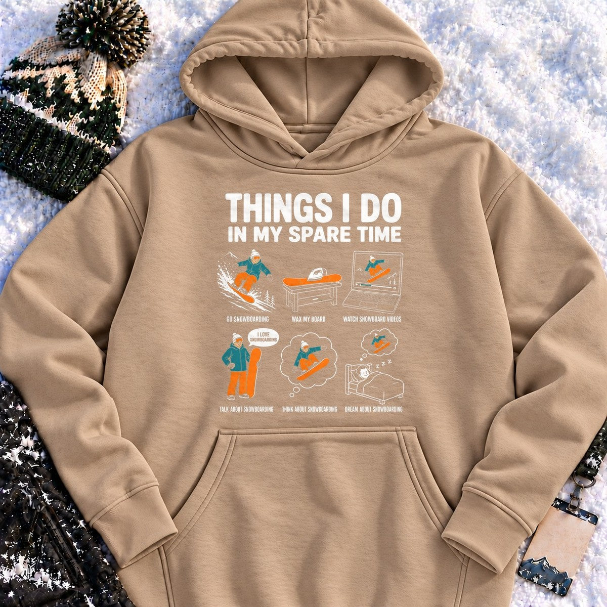 Spare Time Snowboarder - Hoodie (Latte)