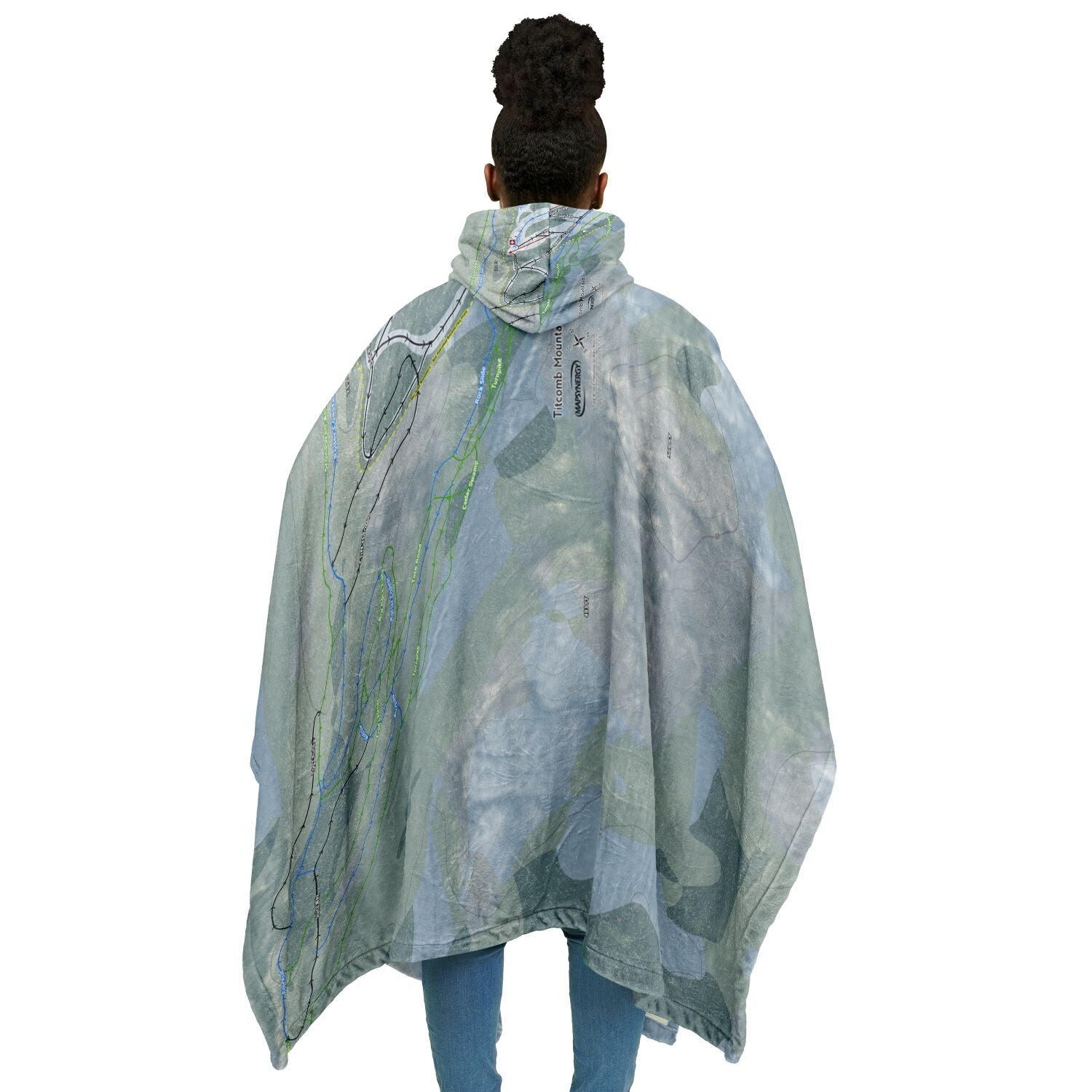 Titcomb Mountain, Maine Ski Resort Map Flannel Blanket Poncho