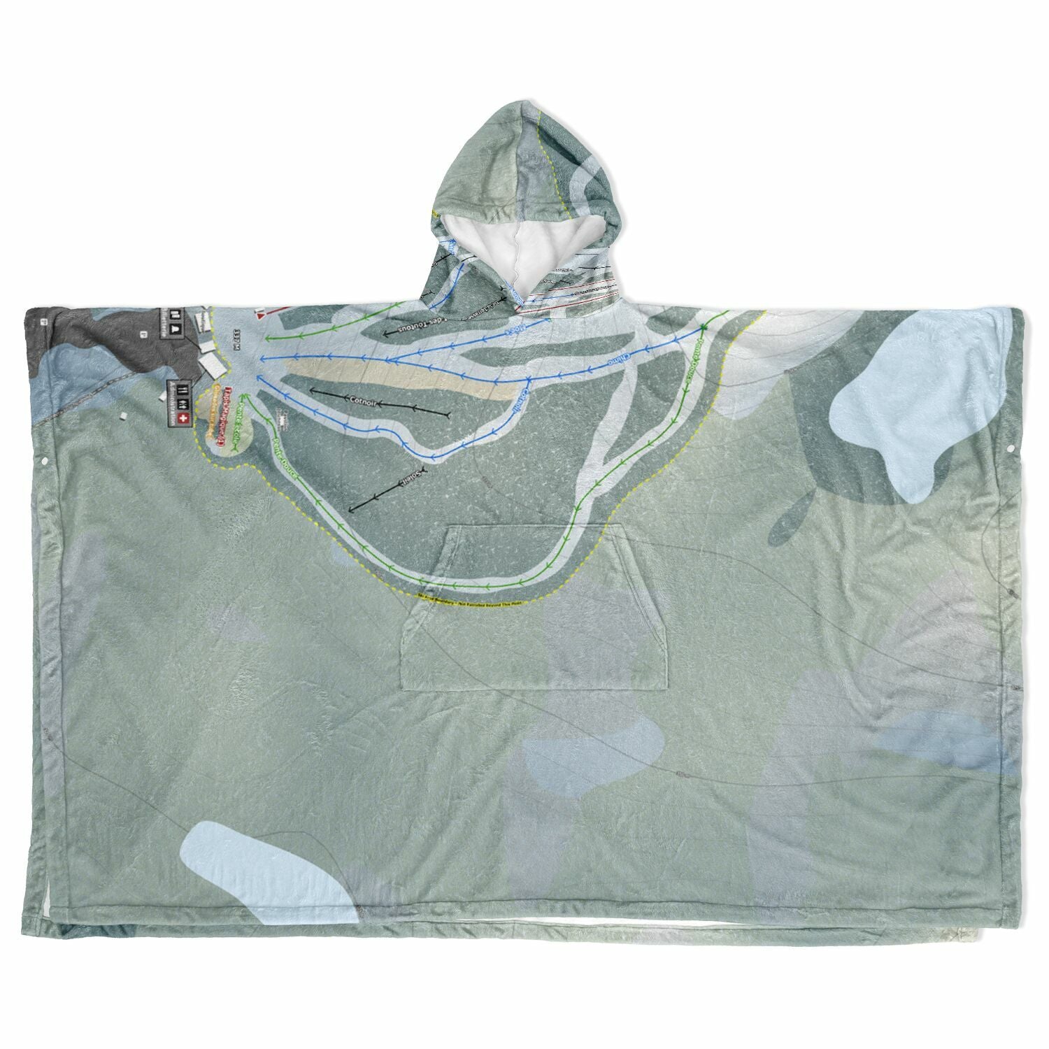 Kanasuta, Quebec Ski Resort Map Flannel Blanket Poncho