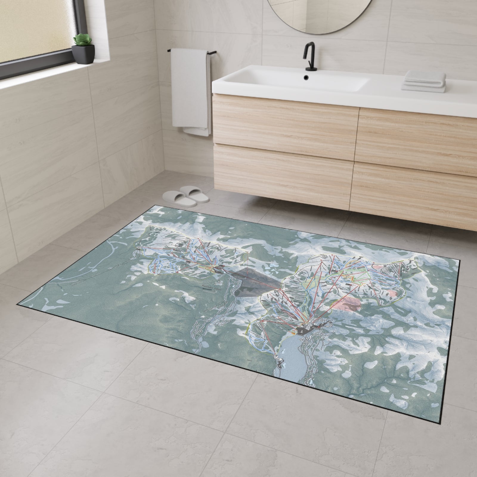 Palisades Tahoe, California Ski Resort Map Heavy Duty Floor Mat