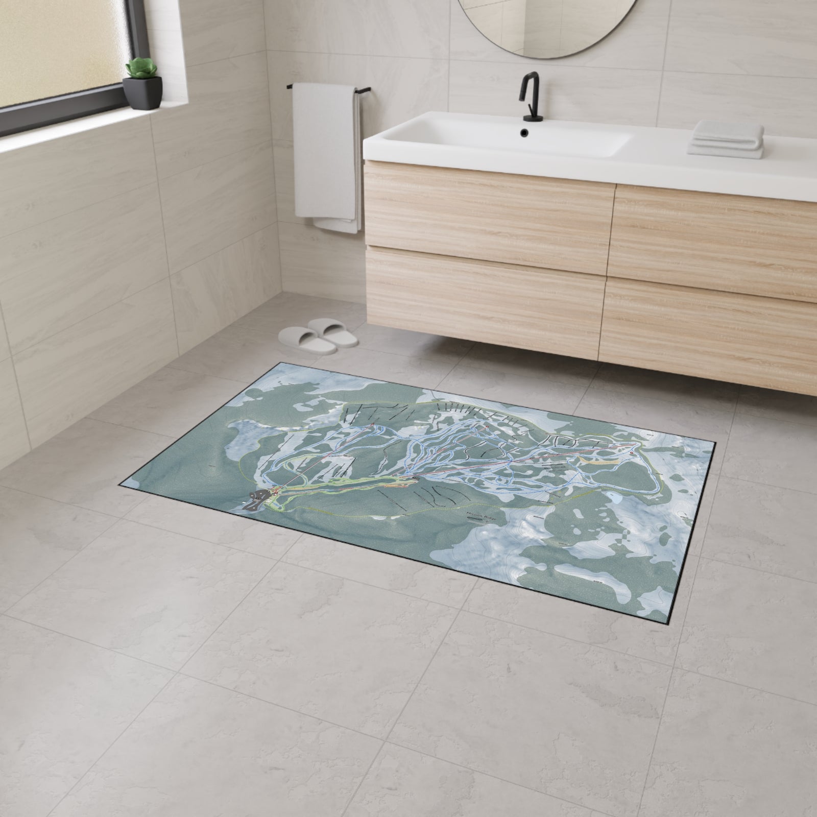 Mission Ridge, Washington Ski Resort Map Heavy Duty Floor Mat