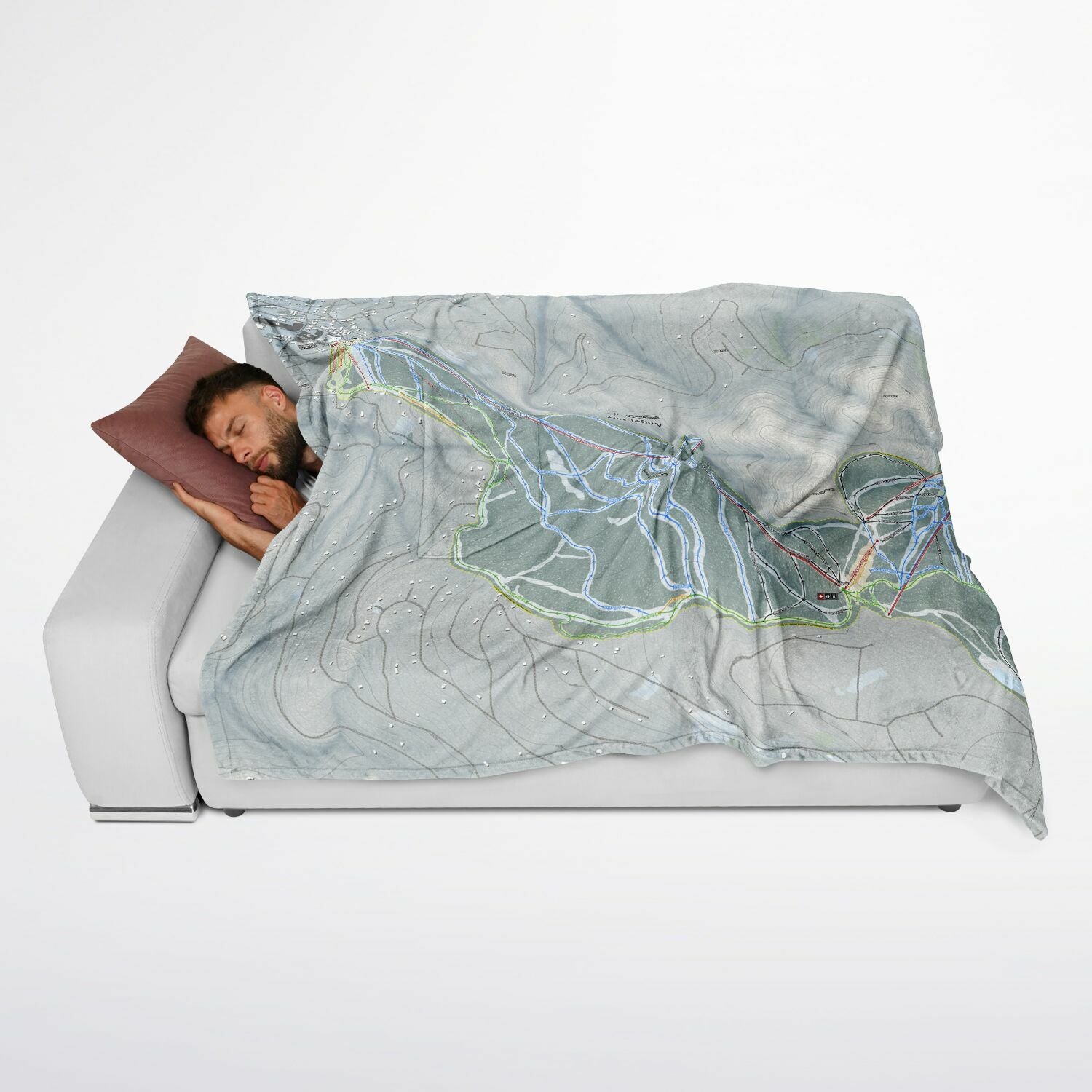 Angel Fire, New Mexico Ski Resort Map Flannel Blanket Poncho