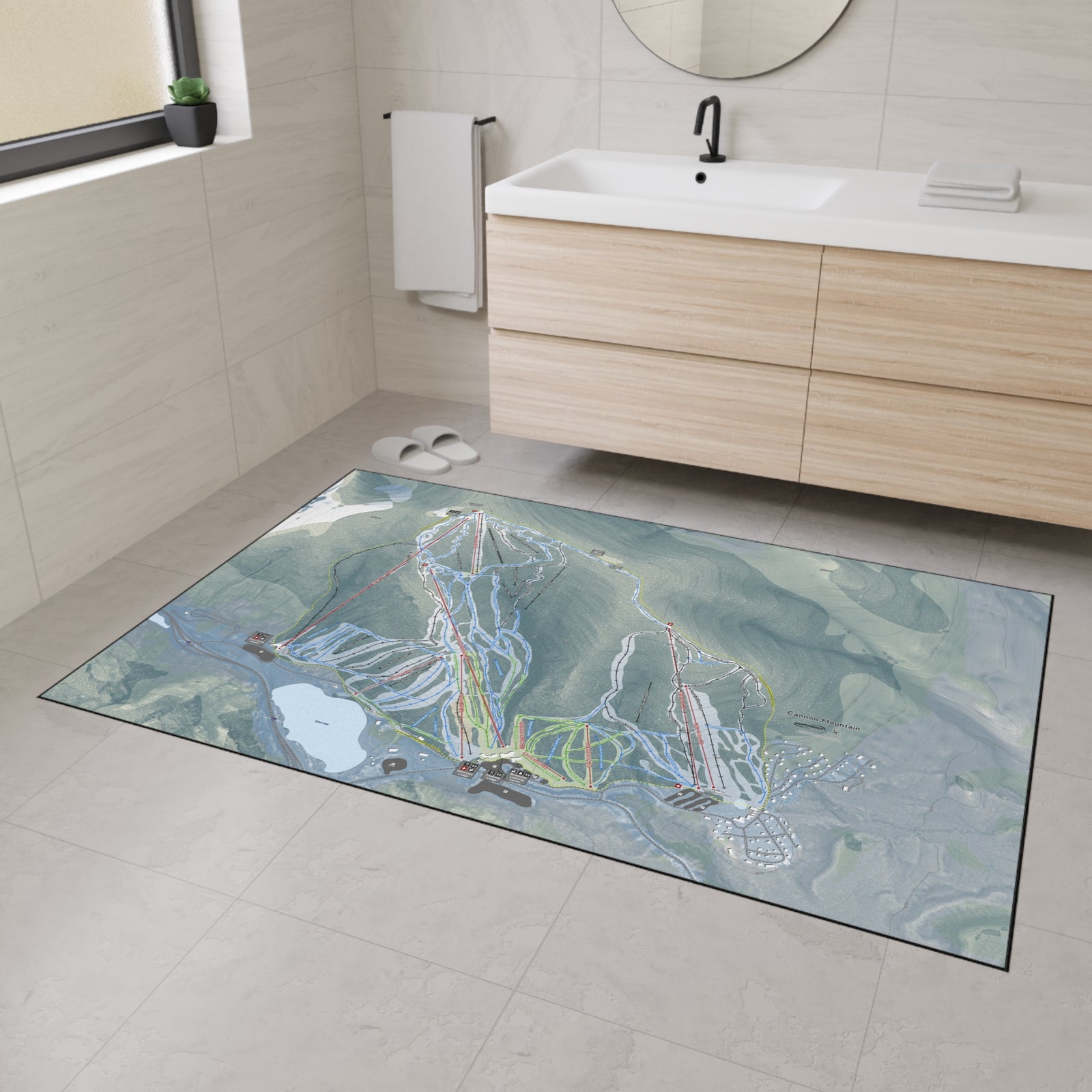 Cannon Mountain, New Hampshire Ski Resort Map Heavy Duty Floor Mat