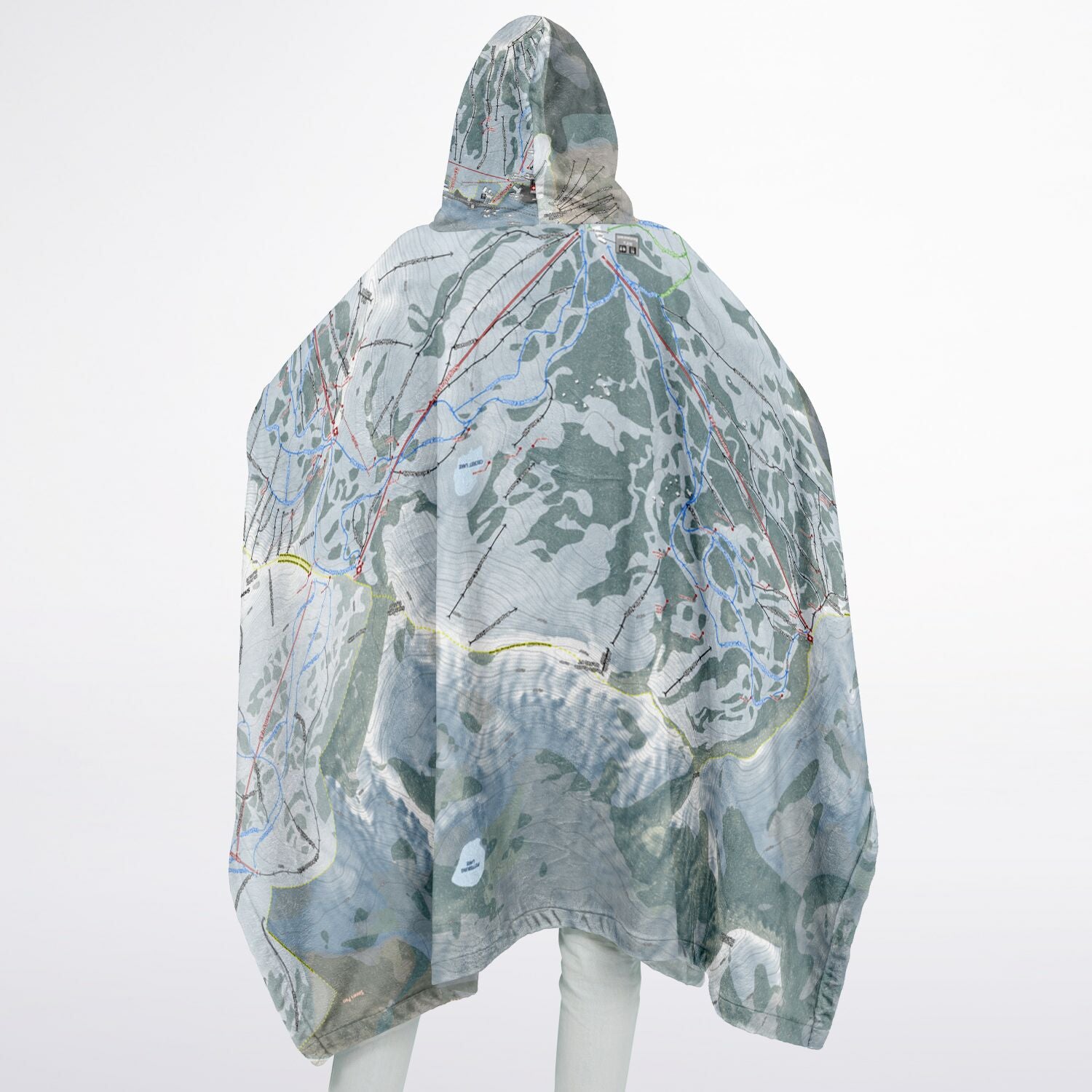Alta, Utah Ski Resort Map Flannel Blanket Poncho