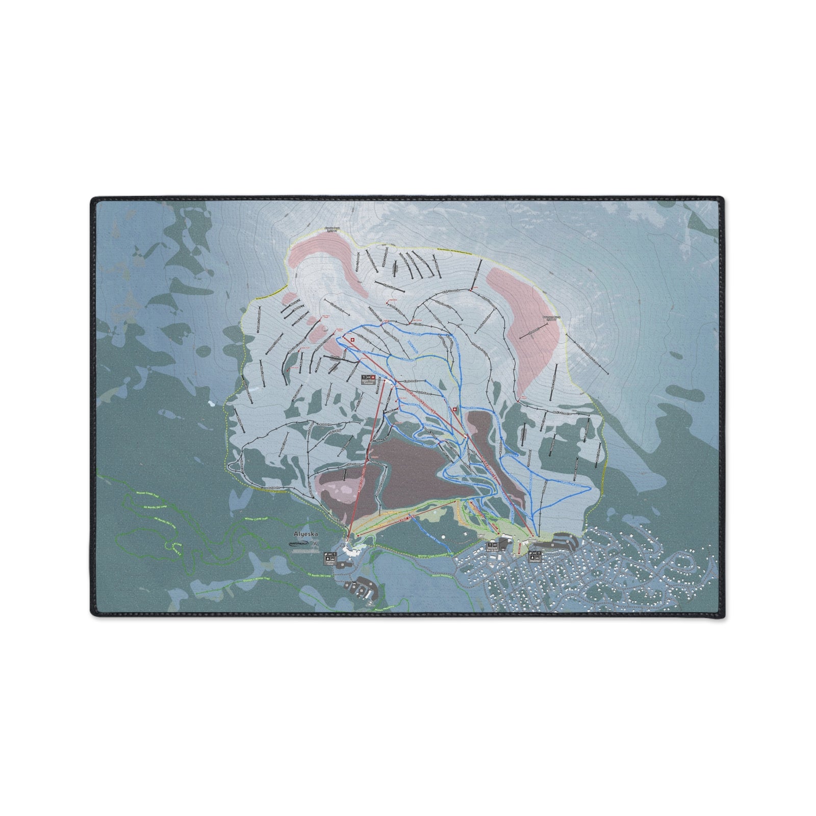 Alyeska, Alaska Ski Resort Map Heavy Duty Floor Mat