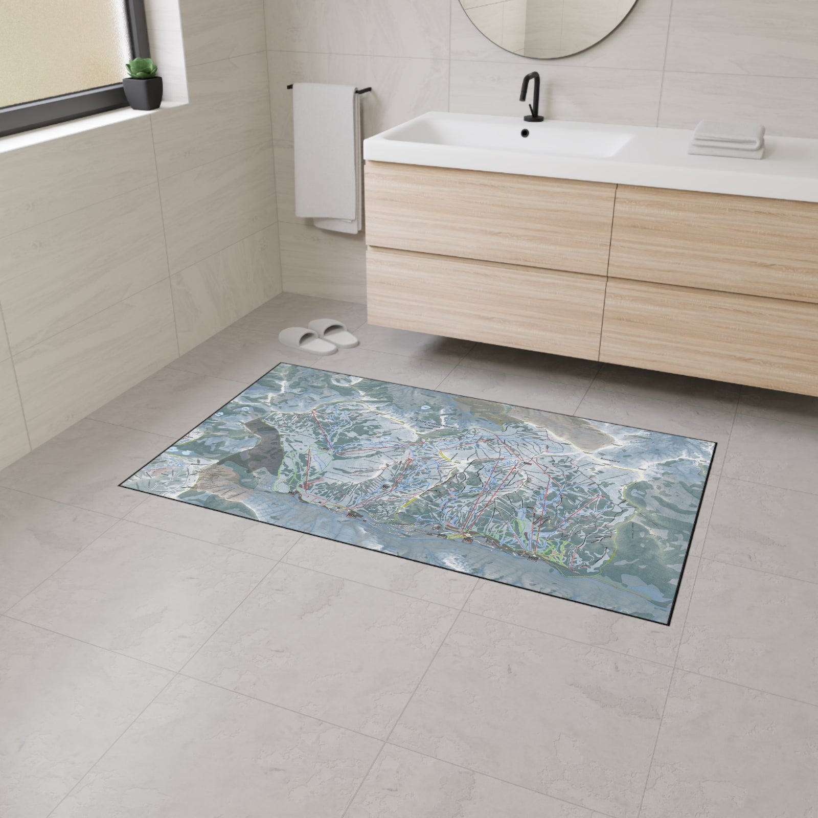 Little Cottonwood Canyon, Utah Ski Resort Map Heavy Duty Floor Mat